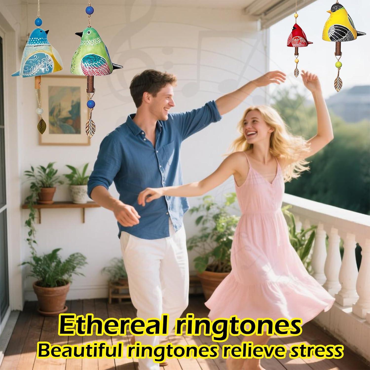 Campanas de Viento de Cerámica Hsmanchry Azul y Amarillo