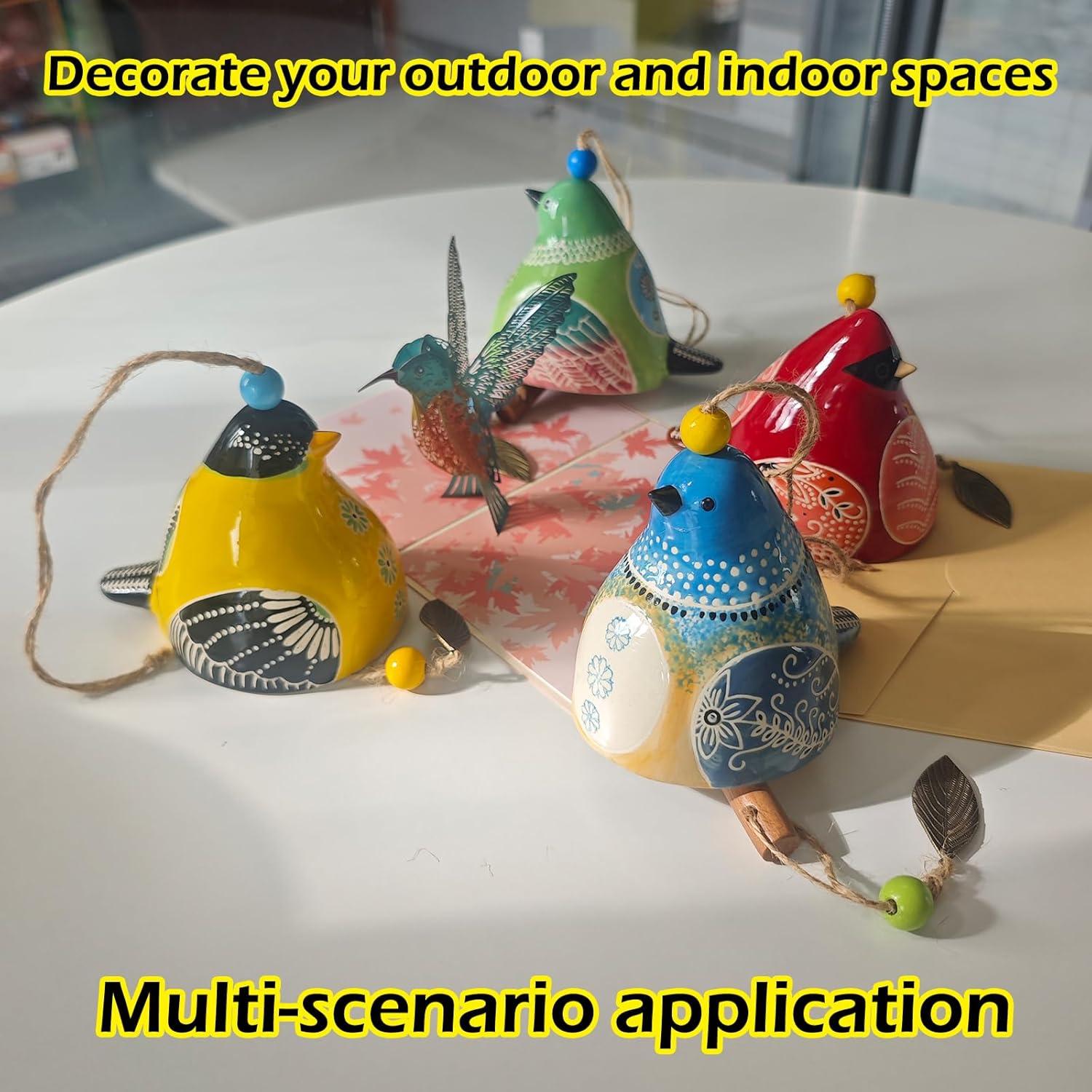 Campanas de Viento de Cerámica Hsmanchry Azul y Amarillo