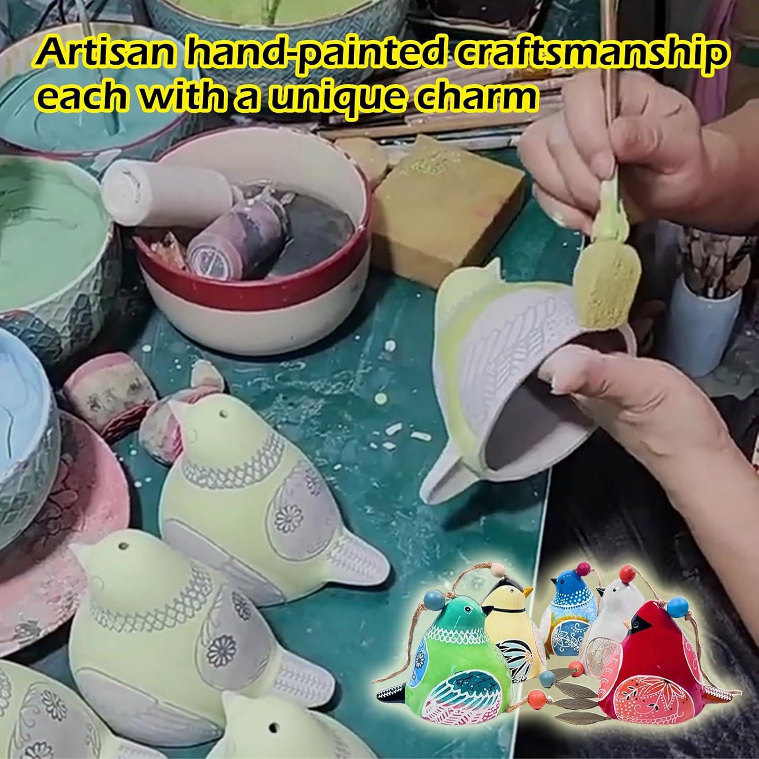 Campanas de Viento de Cerámica Hsmanchry Azul y Amarillo