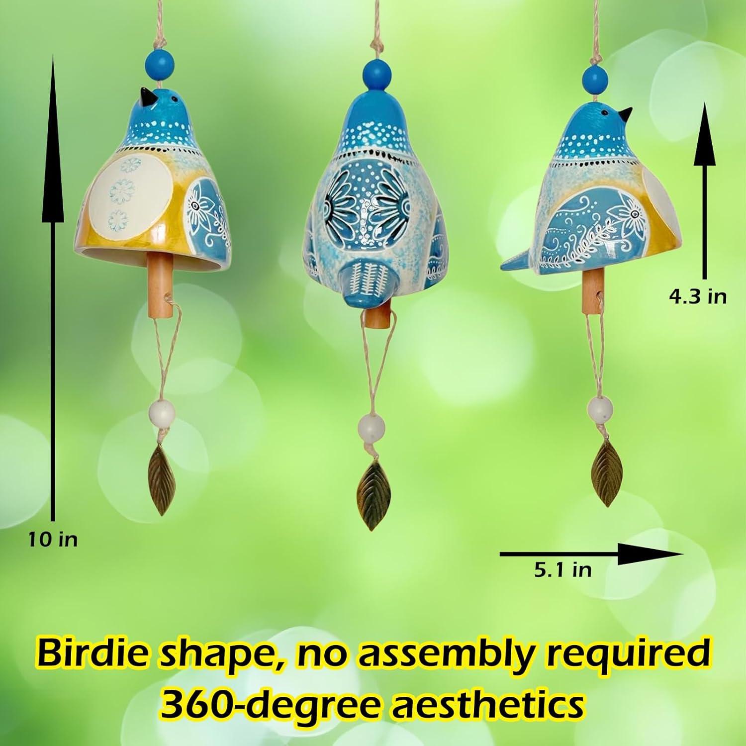 Campanas de Viento de Cerámica Hsmanchry Azul y Amarillo