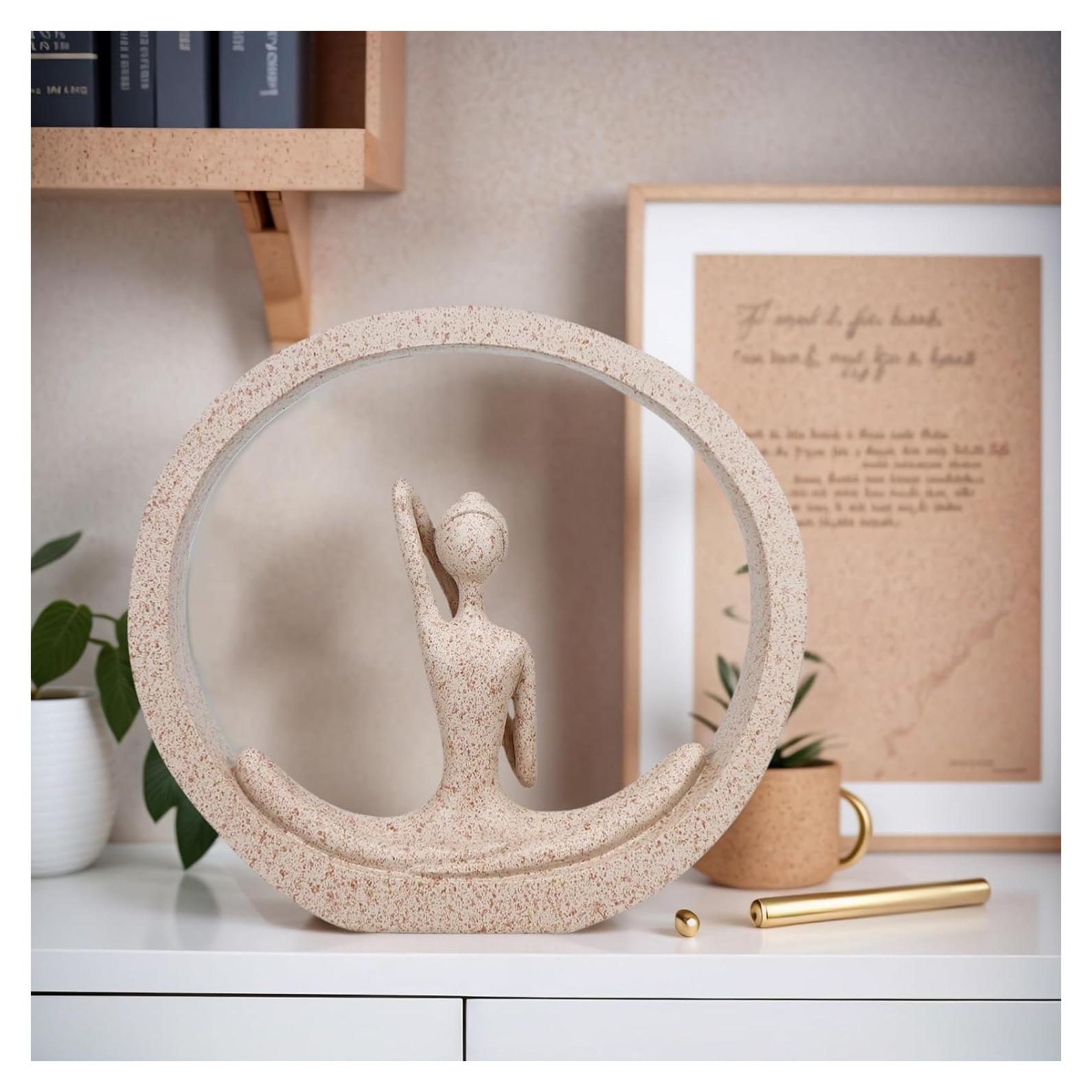 Estatua de Yoga Moderna FLJZCZM de Resina Arena 18.5x19.8 cm