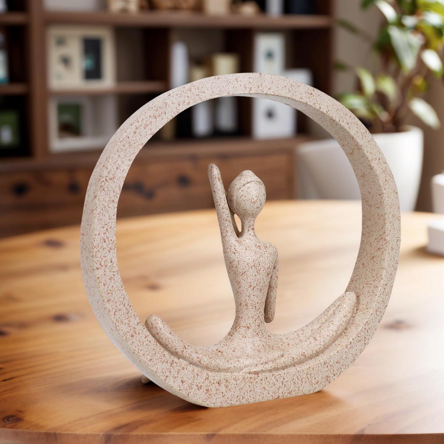 Estatua de Yoga Moderna FLJZCZM de Resina Arena 18.5x19.8 cm