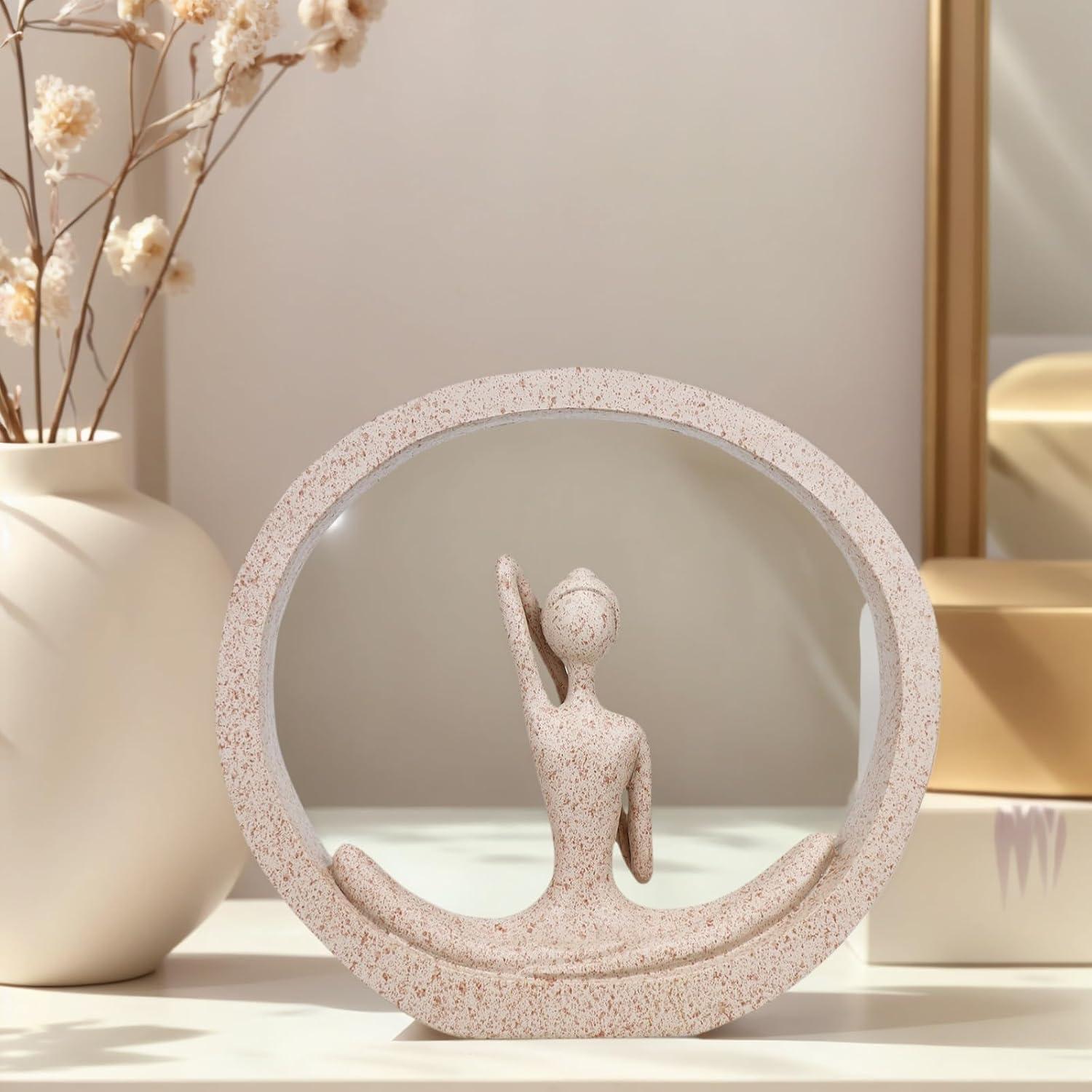 Estatua de Yoga Moderna FLJZCZM de Resina Arena 18.5x19.8 cm