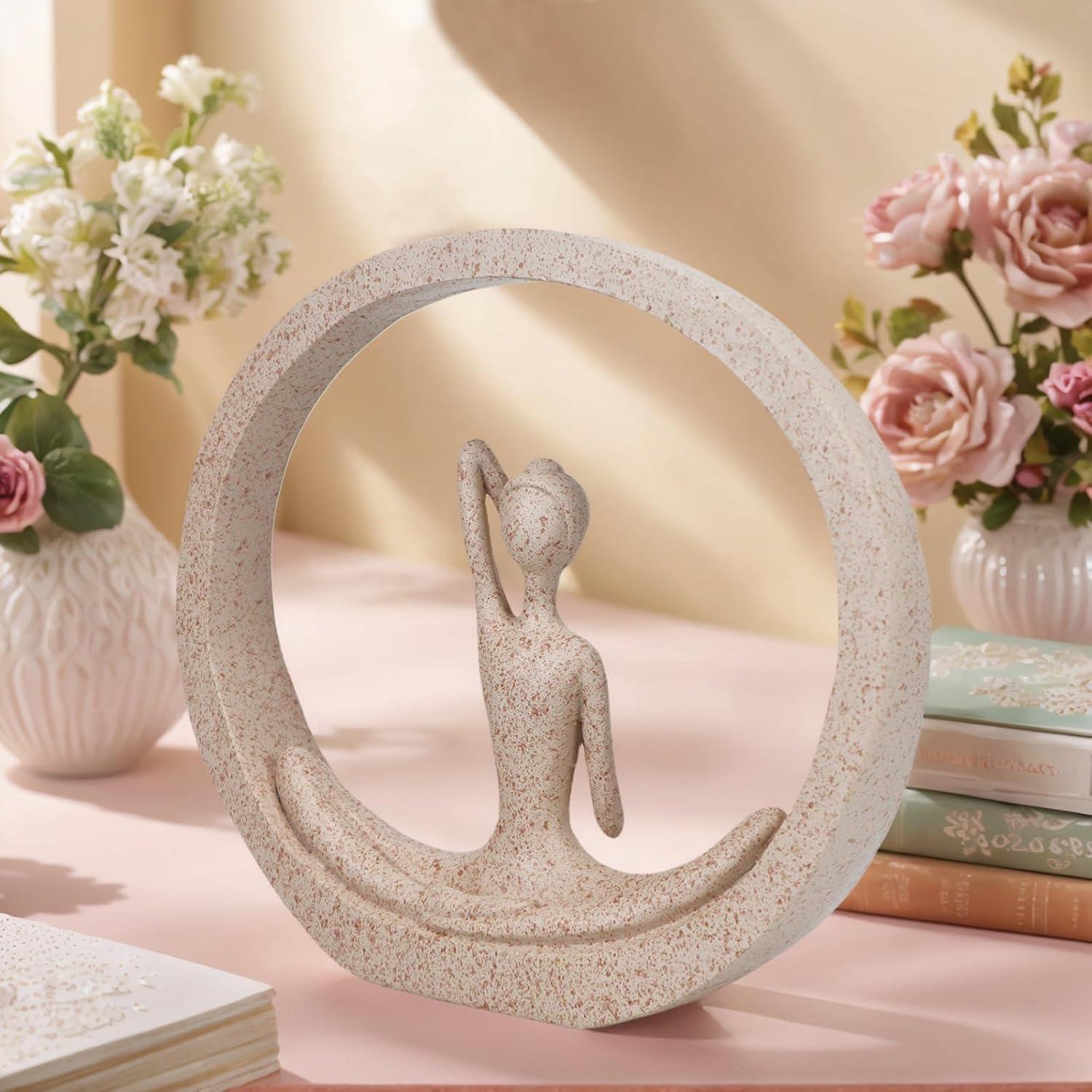 Estatua de Yoga Moderna FLJZCZM de Resina Arena 18.5x19.8 cm