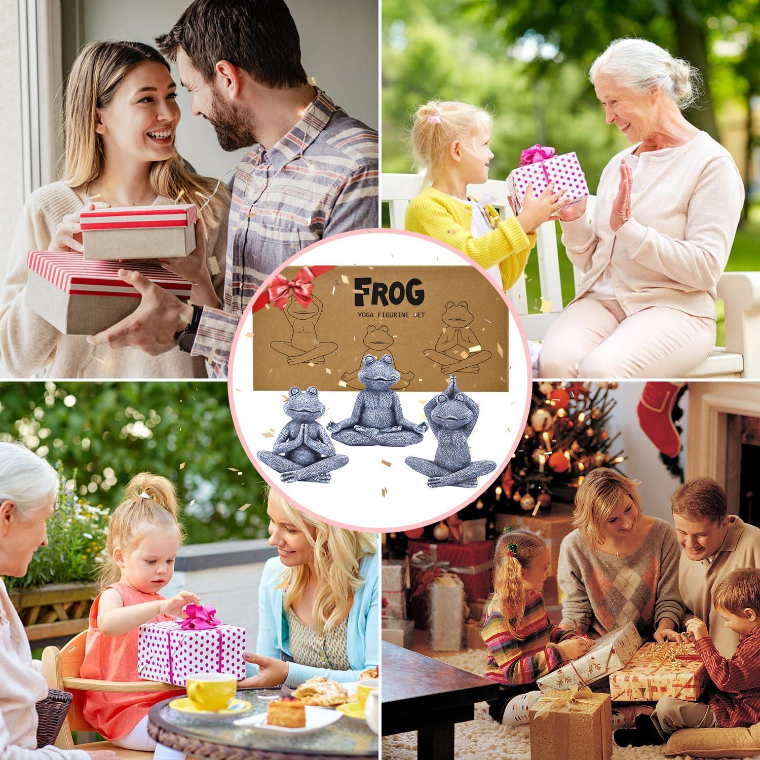 Figuritas de Rana Yoga Zen Fashionoda - Set de 3 Estatuas