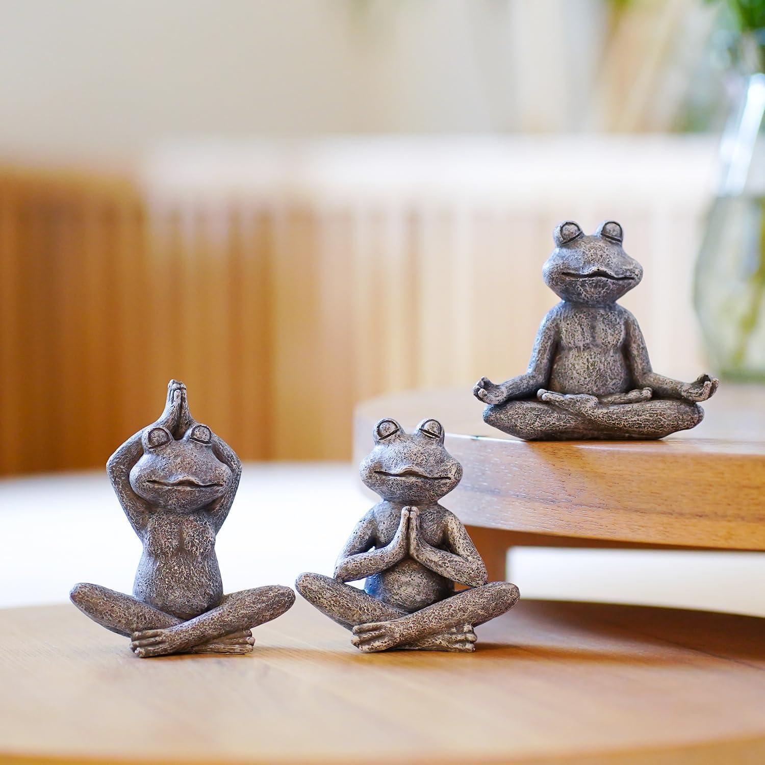 Figuritas de Rana Yoga Zen Fashionoda - Set de 3 Estatuas