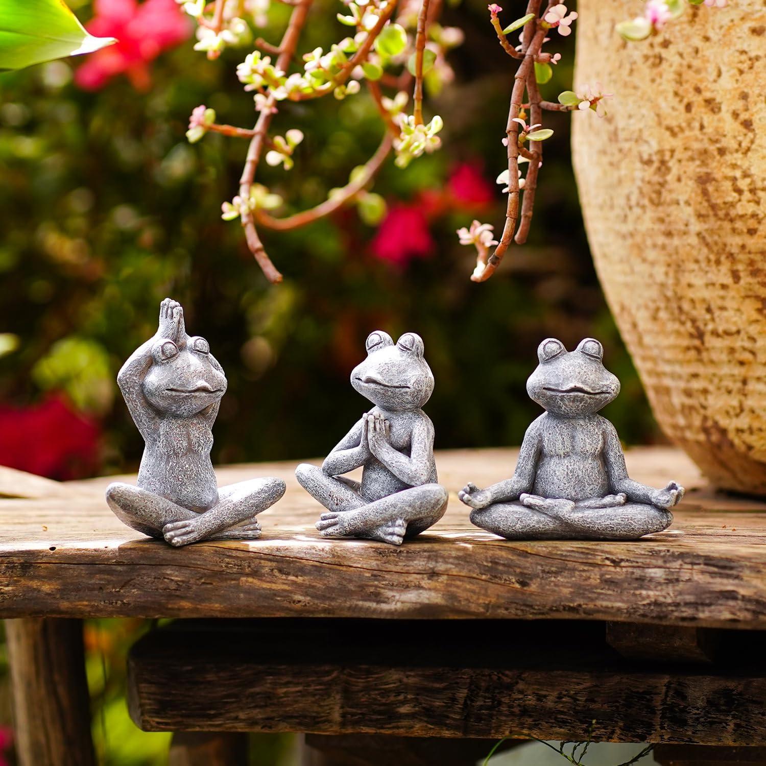 Figuritas de Rana Yoga Zen Fashionoda - Set de 3 Estatuas