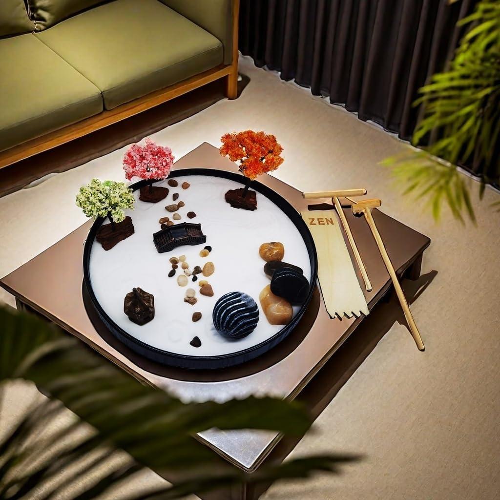 Kit de Jardín Zen Japonés con Bandeja 24.1cm y Herramientas de Bambú