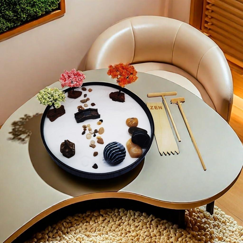 Kit de Jardín Zen Japonés con Bandeja 24.1cm y Herramientas de Bambú