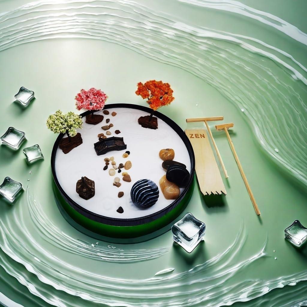 Kit de Jardín Zen Japonés con Bandeja 24.1cm y Herramientas de Bambú