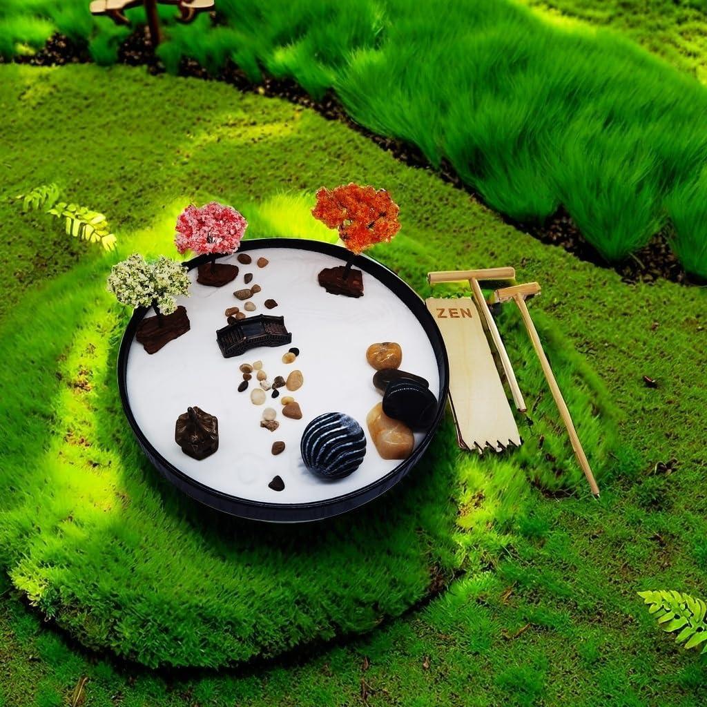 Kit de Jardín Zen Japonés con Bandeja 24.1cm y Herramientas de Bambú