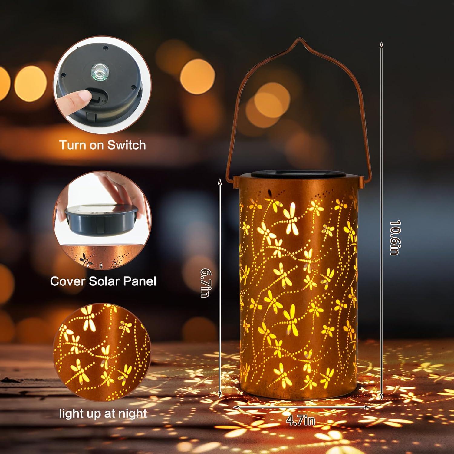 Farol Solar Colgante DIBIEECN Libélula LED Jardín 18cm