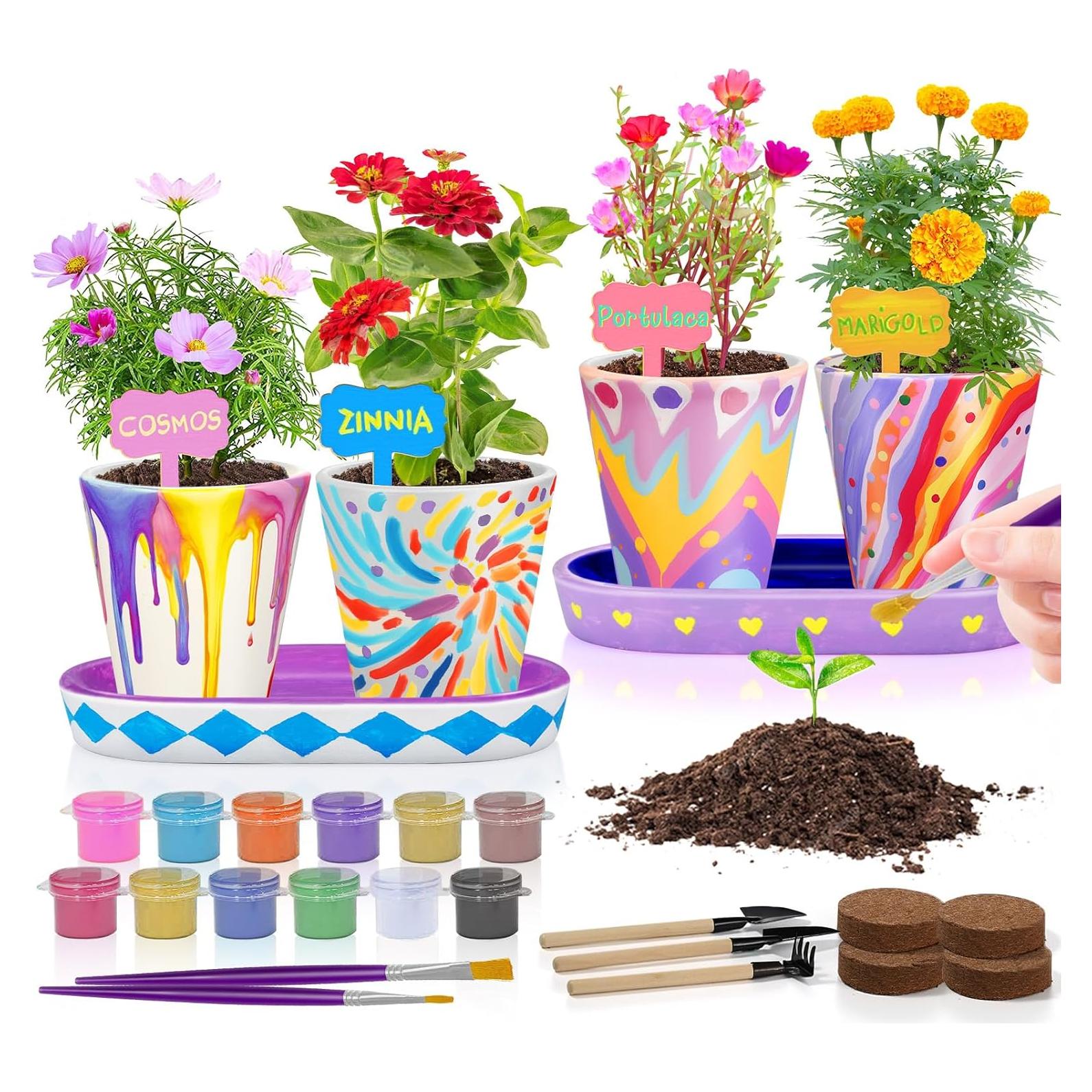 Kit de Jardinería Tekoly para Niños - Pintar y Plantar Flores