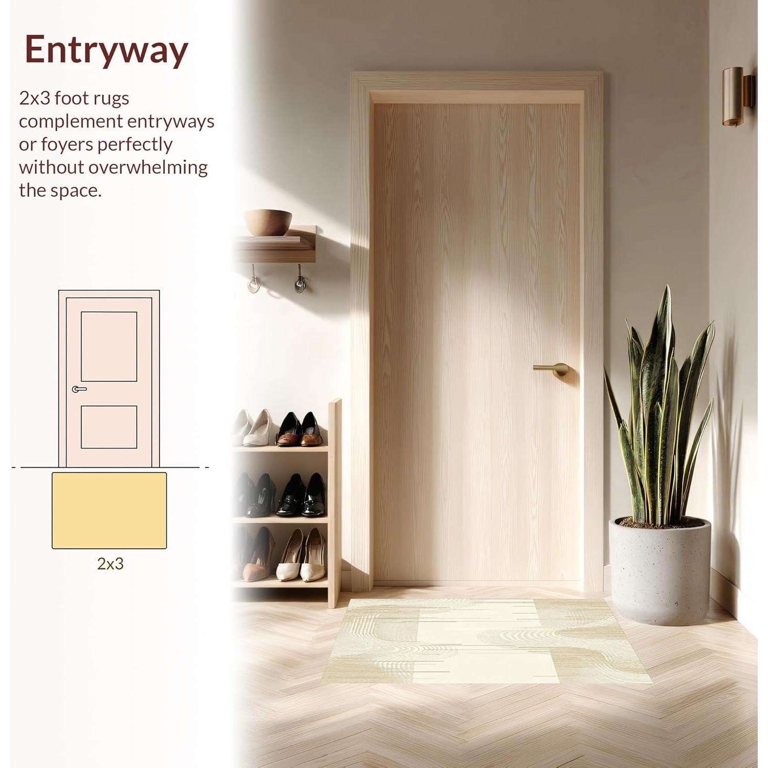 Alfombra de Área ODIKA 2x3 Antideslizante Beige Lavable