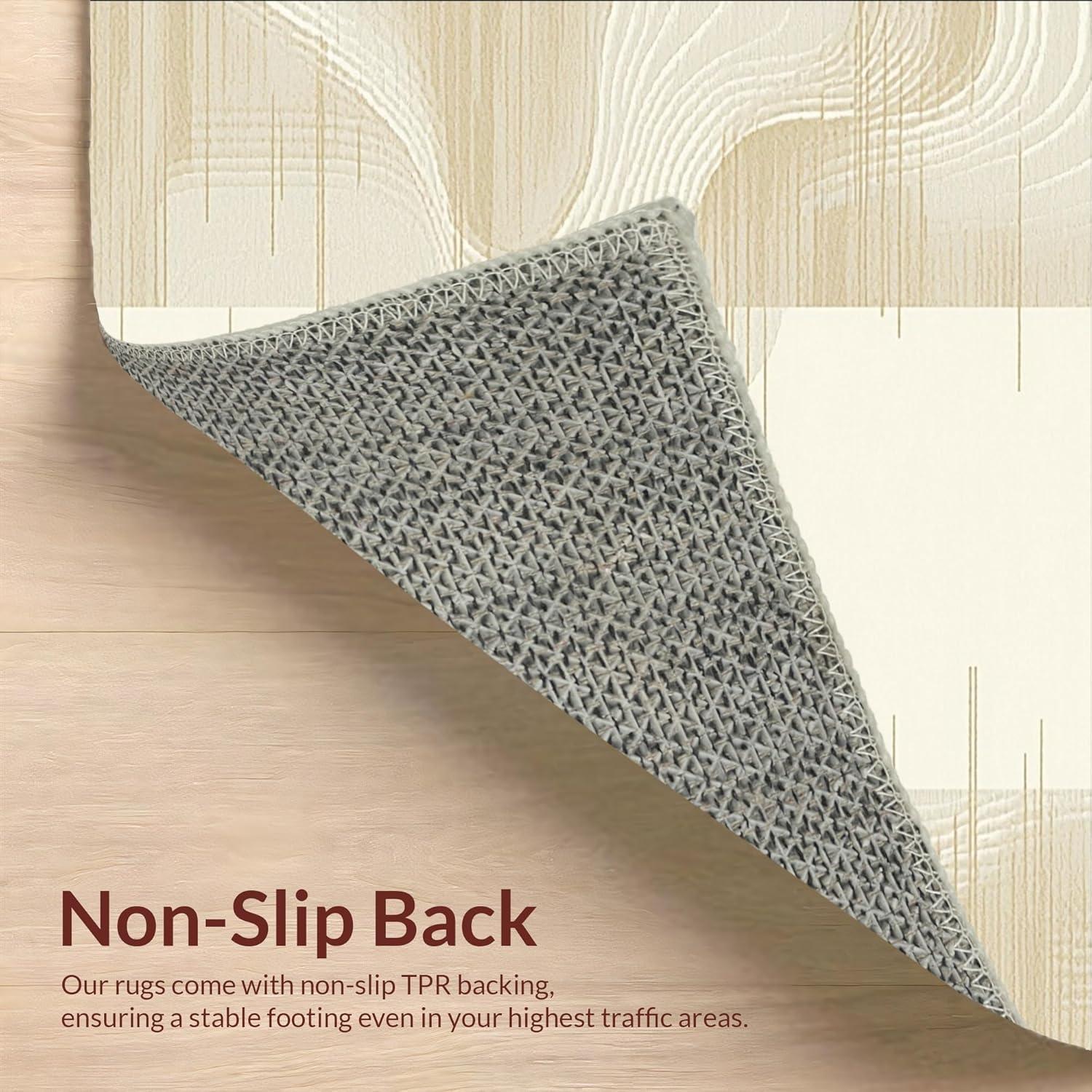 Alfombra de Área ODIKA 2x3 Antideslizante Beige Lavable