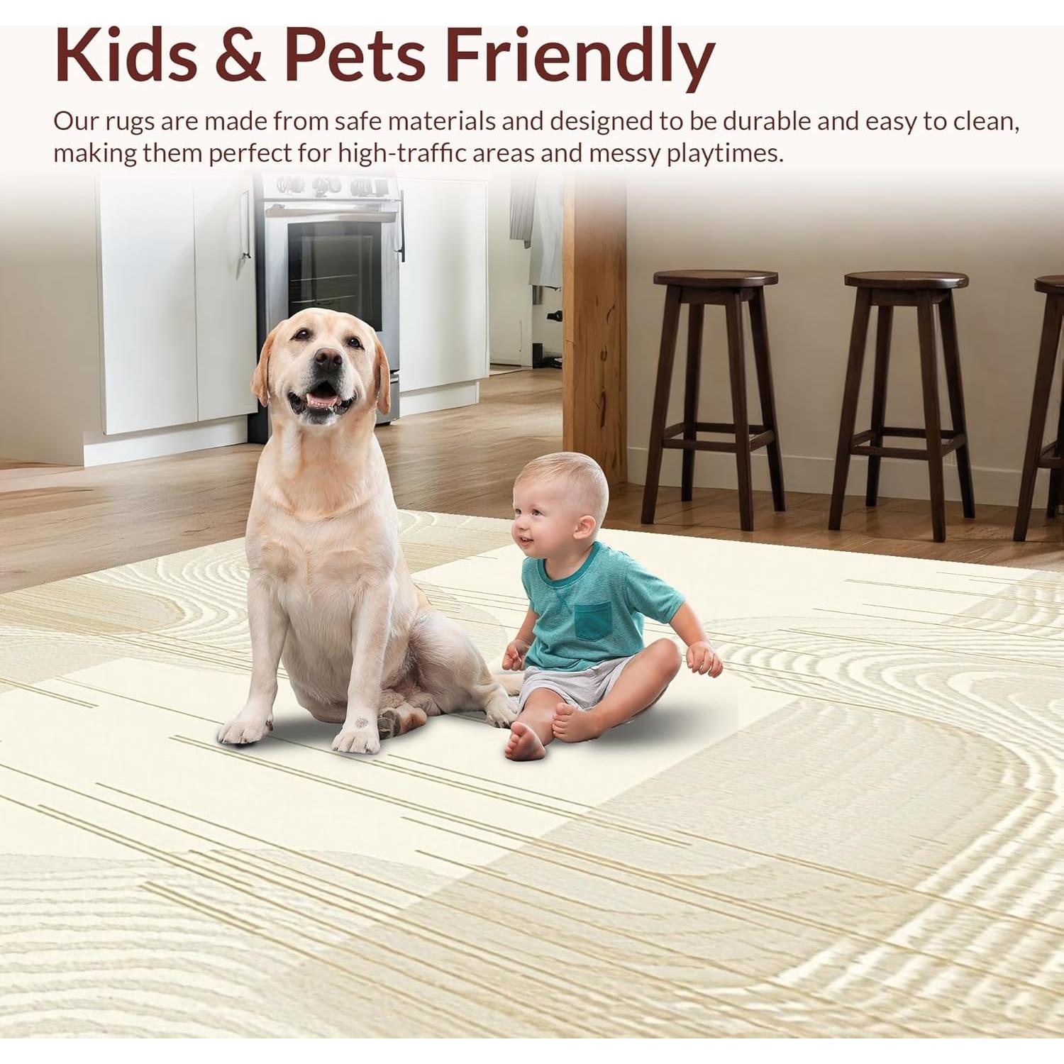 Alfombra de Área ODIKA 2x3 Antideslizante Beige Lavable