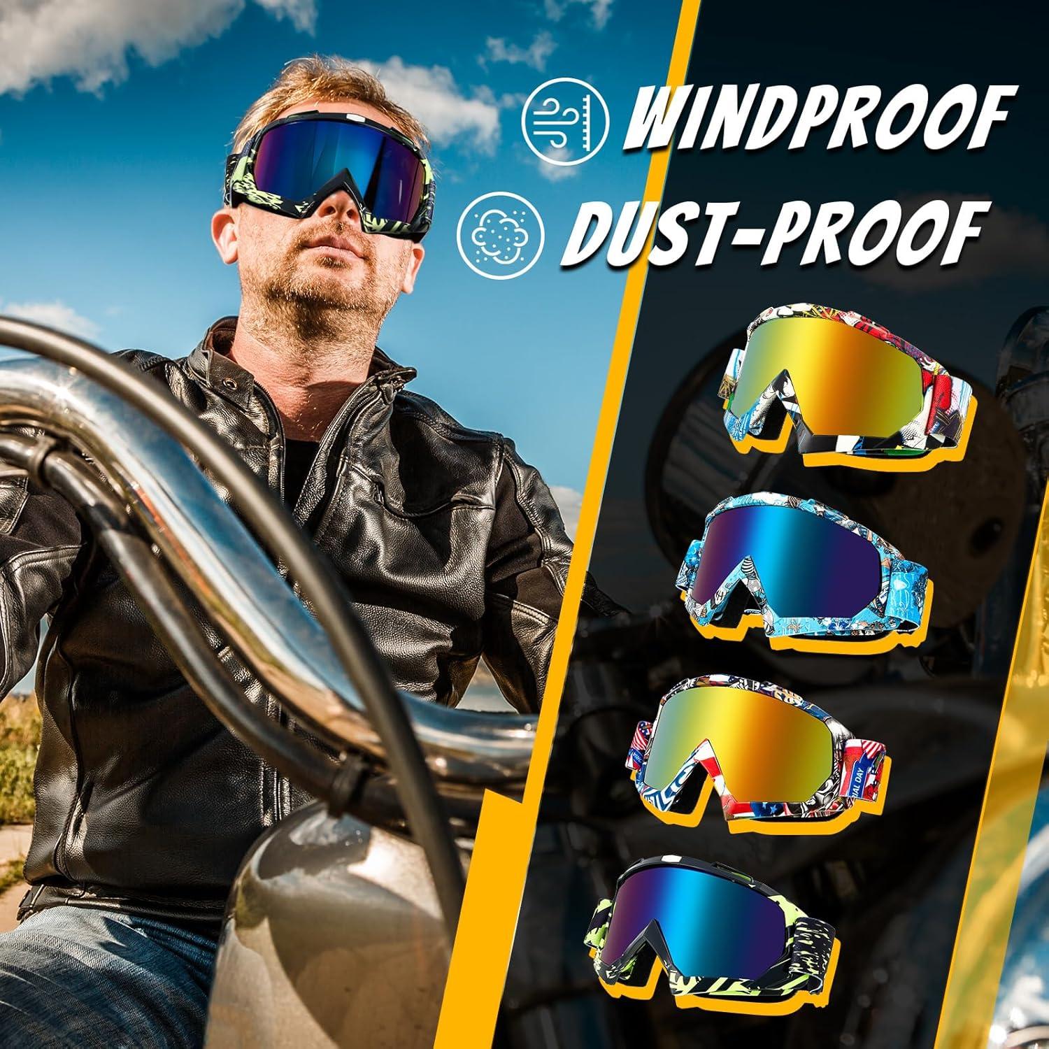 Gafas de Motocross Tallew 4 Pares Ajustables para ATV y Esquí