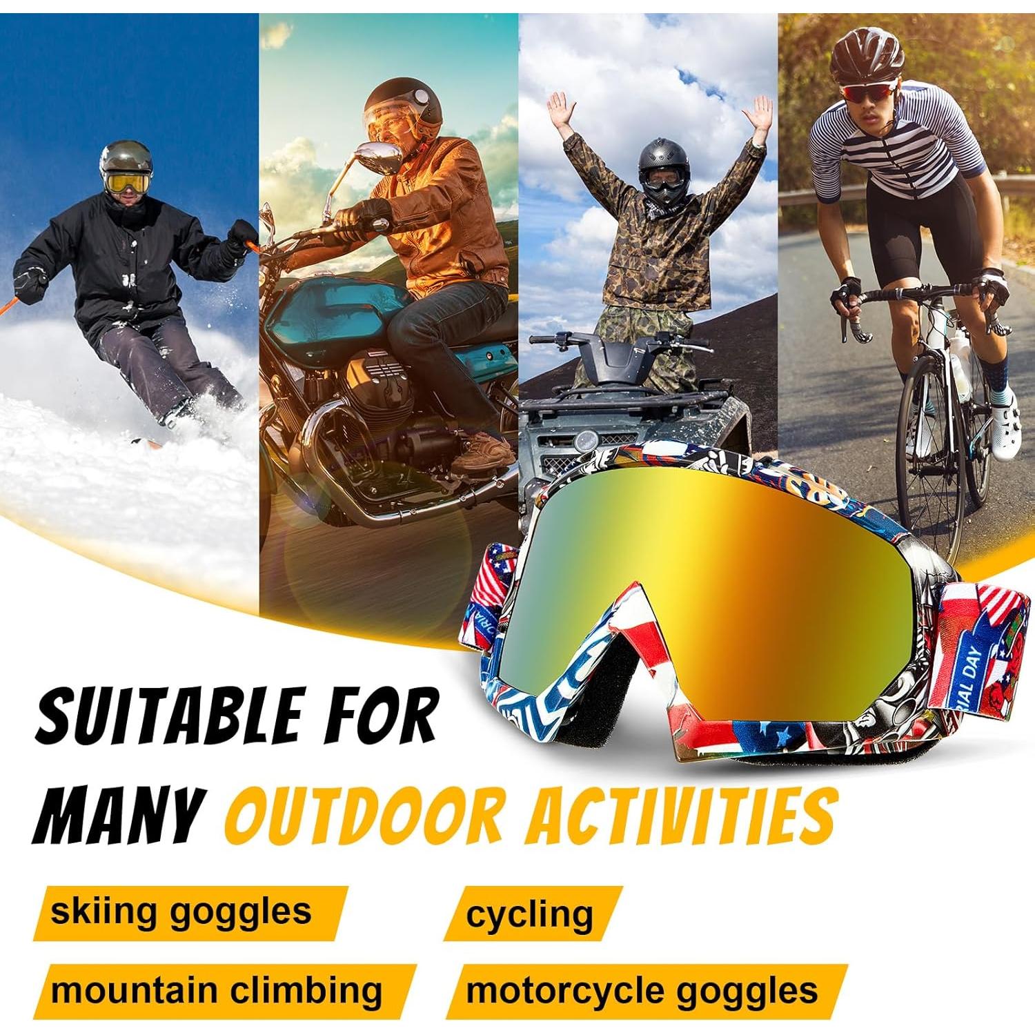 Gafas de Motocross Tallew 4 Pares Ajustables para ATV y Esquí