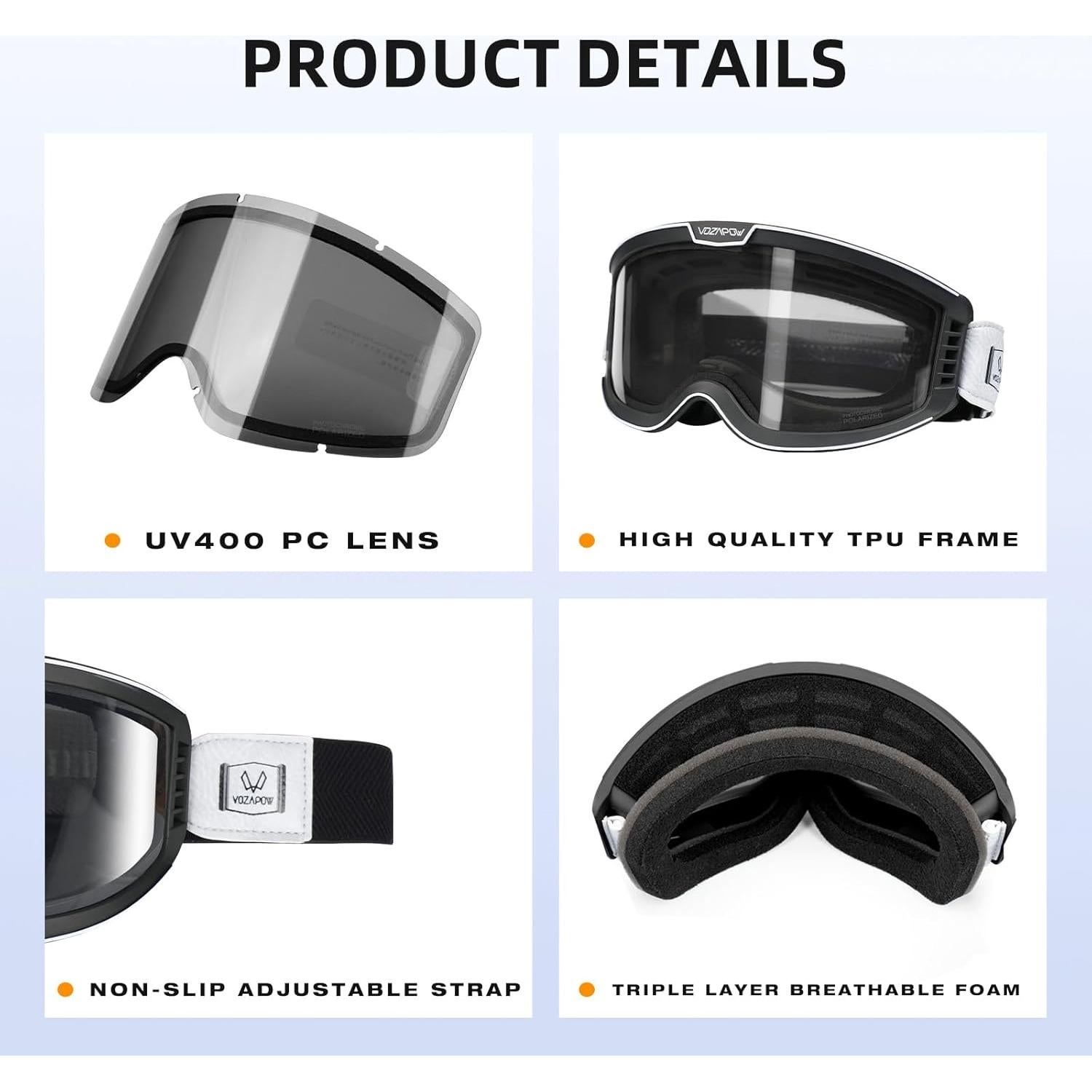 Gafas de Motocicleta VOZAPOW Pamx5-03 Fotoquímicas Antivaho