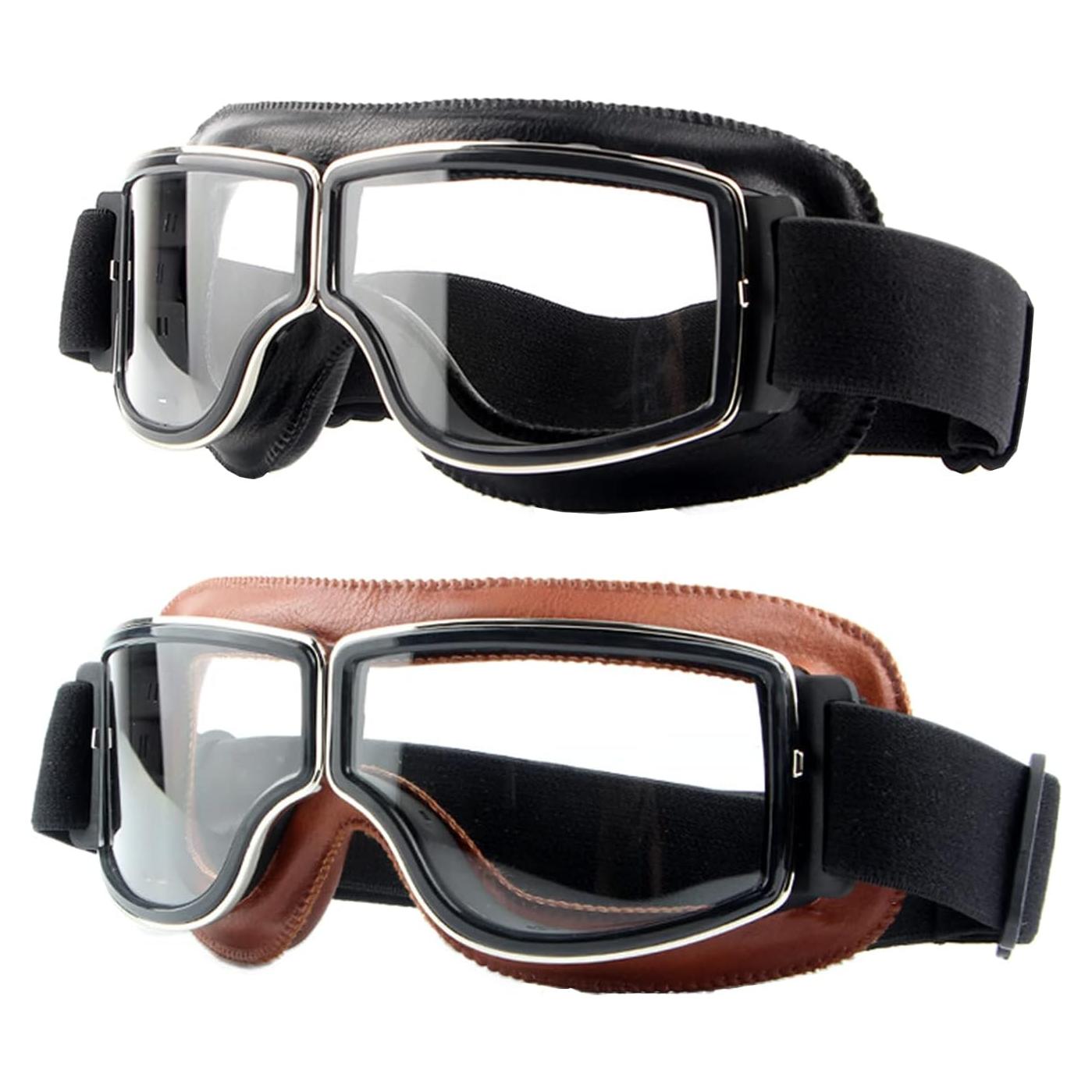 Gafas de Motocicleta Vintage LJDJ 2 Paquetes Antiempañantes