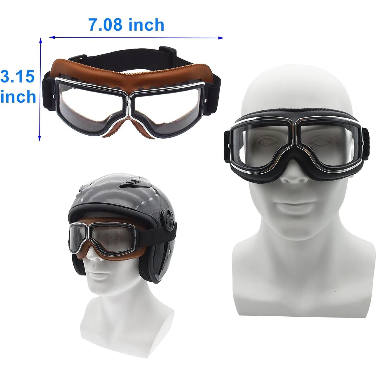 Gafas de Motocicleta Vintage LJDJ 2 Paquetes Antiempañantes