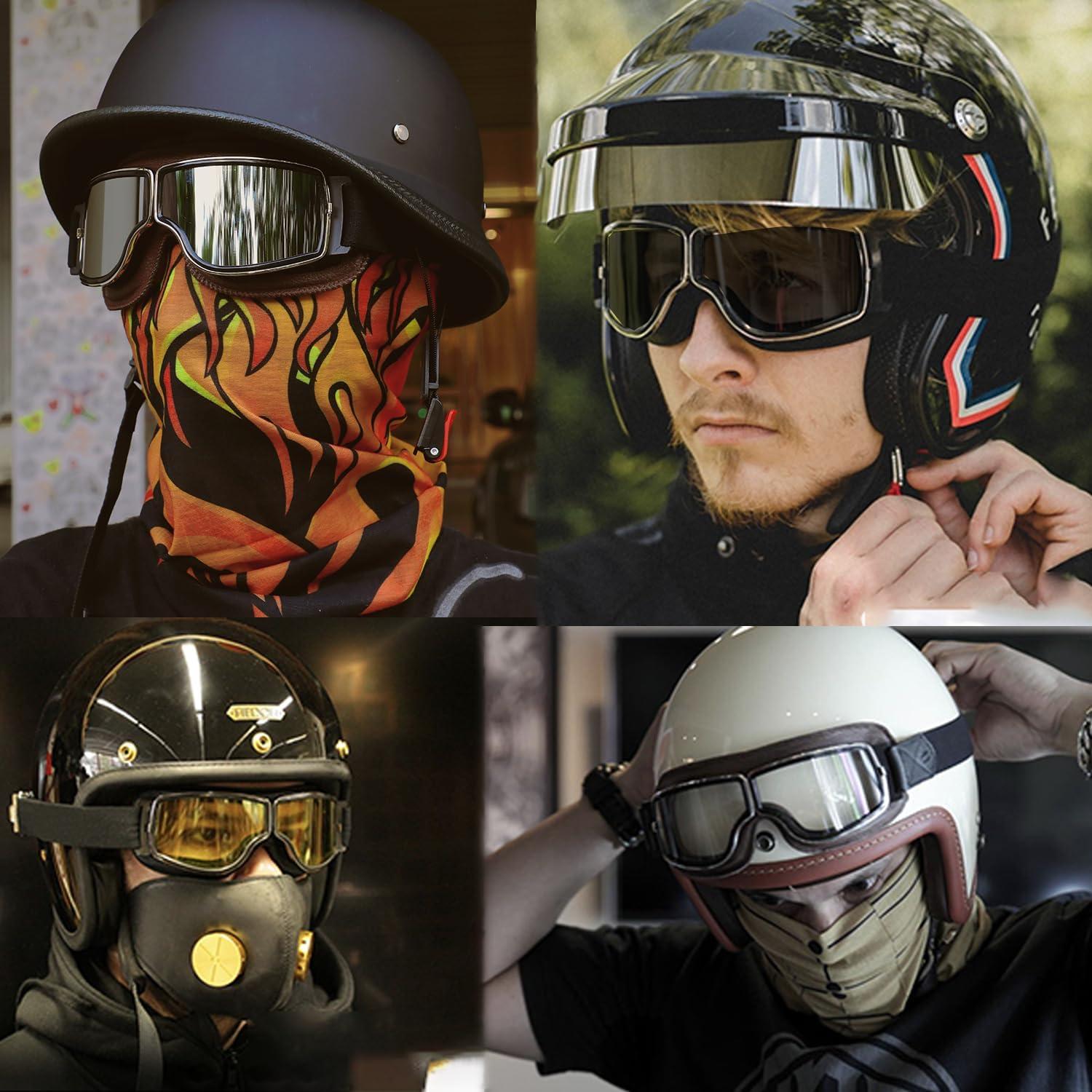 Gafas de Motocicleta Vintage LJDJ 2 Paquetes Antiempañantes