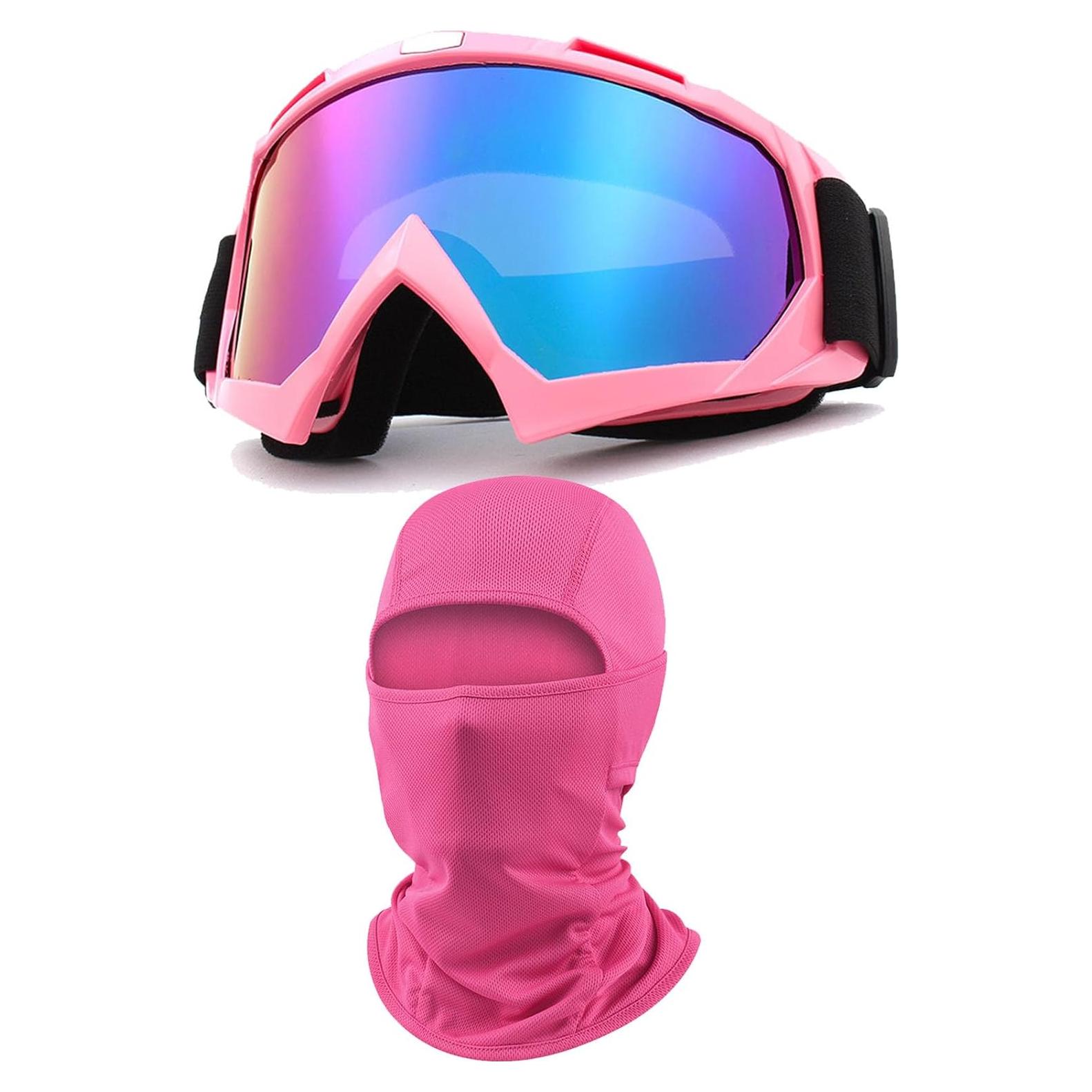 Gafas de Motocicleta Immoono con Pasamontañas Rosa para Mujeres