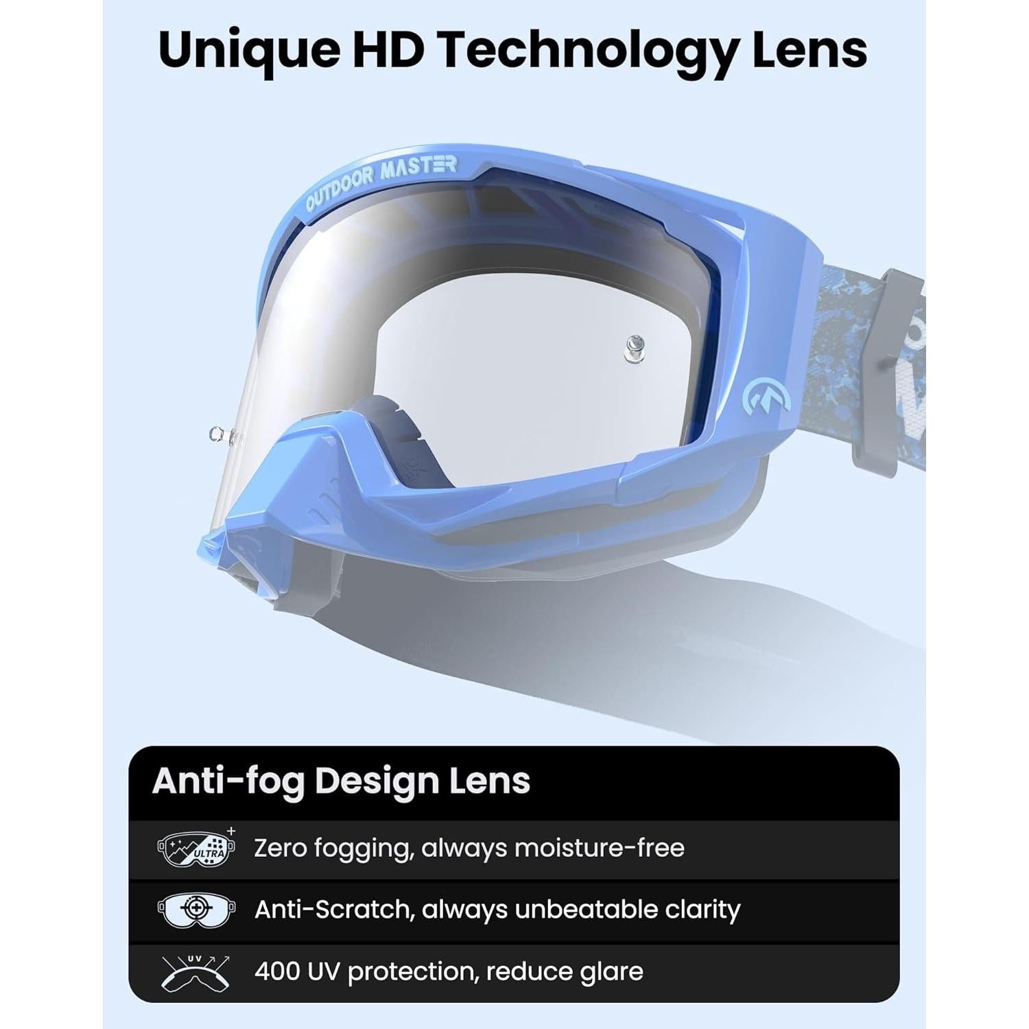 Gafas de Moto OutdoorMaster Mustang OTG Lente Claro Unisex