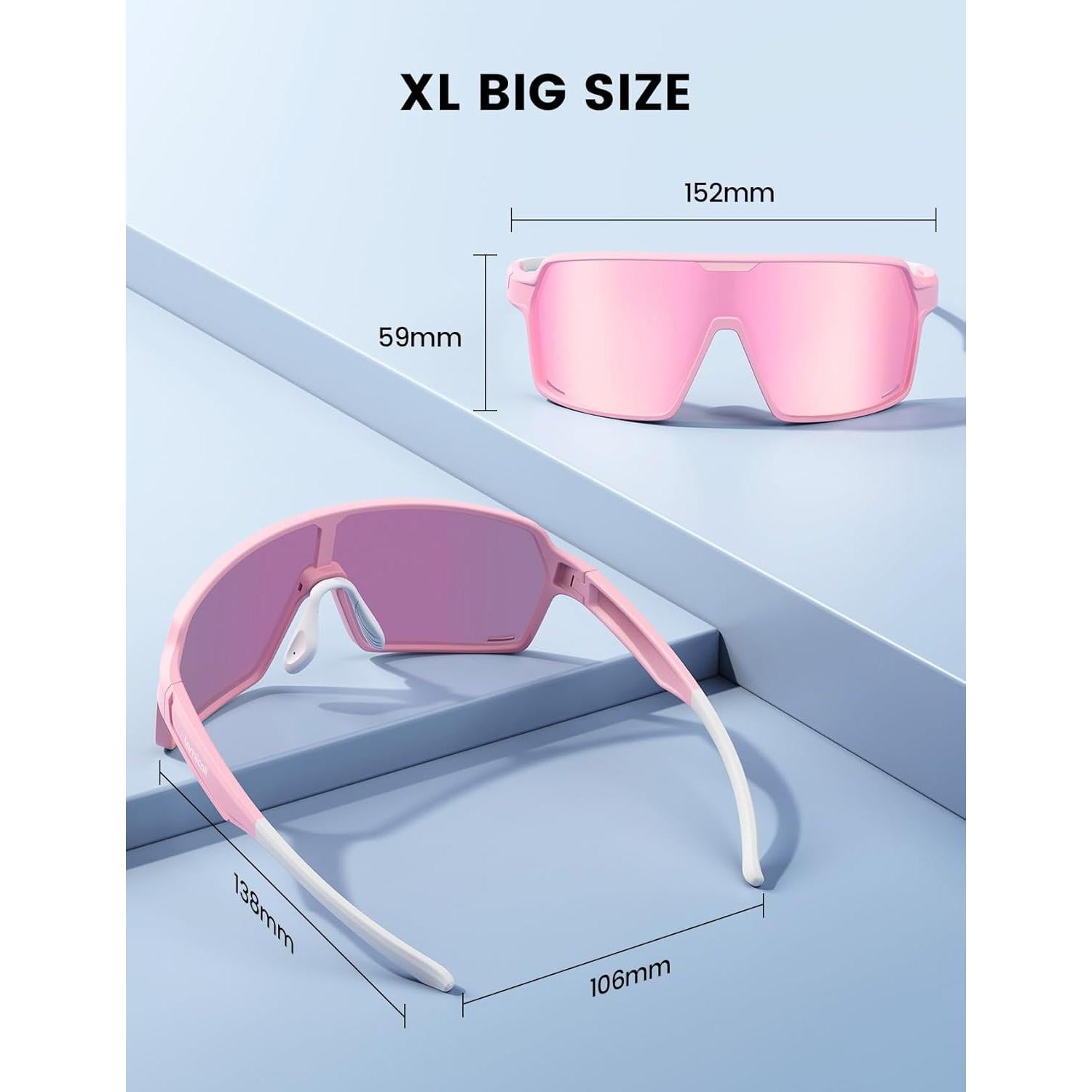 Gafas de Sol Deportivas Lamicall XL Polarizadas UV400 Rosa