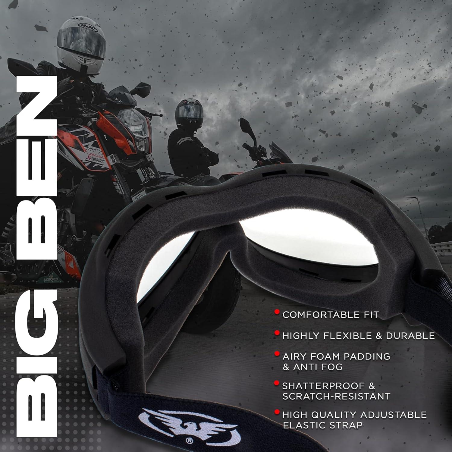 Gafas de Moto Big Ben Global Vision con Protección UV y Ajuste Universal