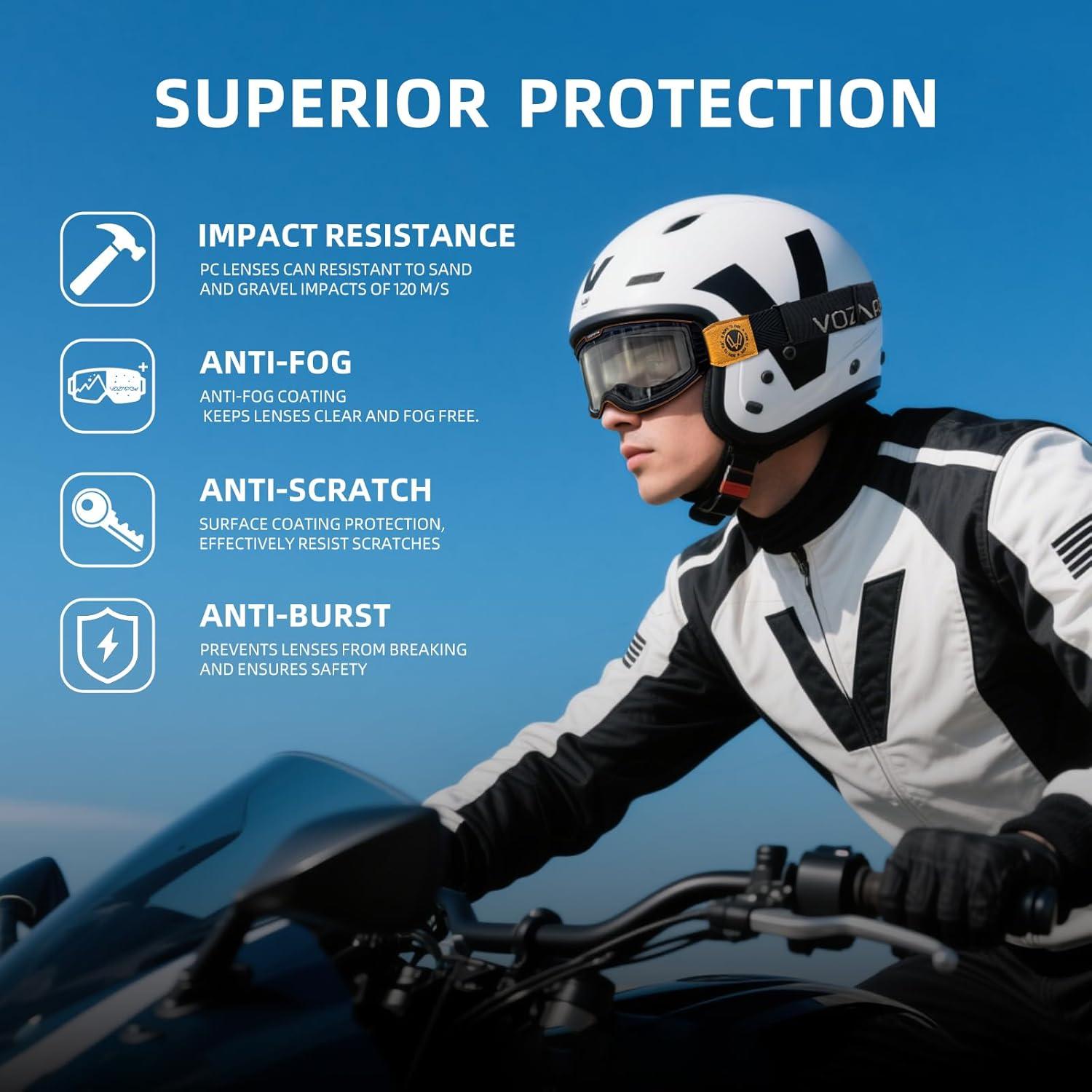 Gafas de Motocross VOZAPOW AMX5 Antivaho Lentes Claros y Grises