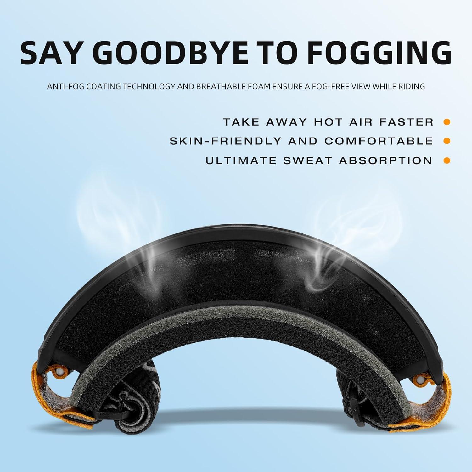 Gafas de Motocross VOZAPOW AMX5 Antivaho Lentes Claros y Grises