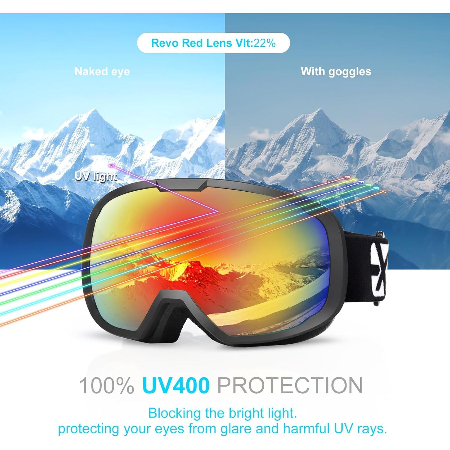 Gafas de Esquí EXP VISION EX5500 Unisex Antiempañantes UV400