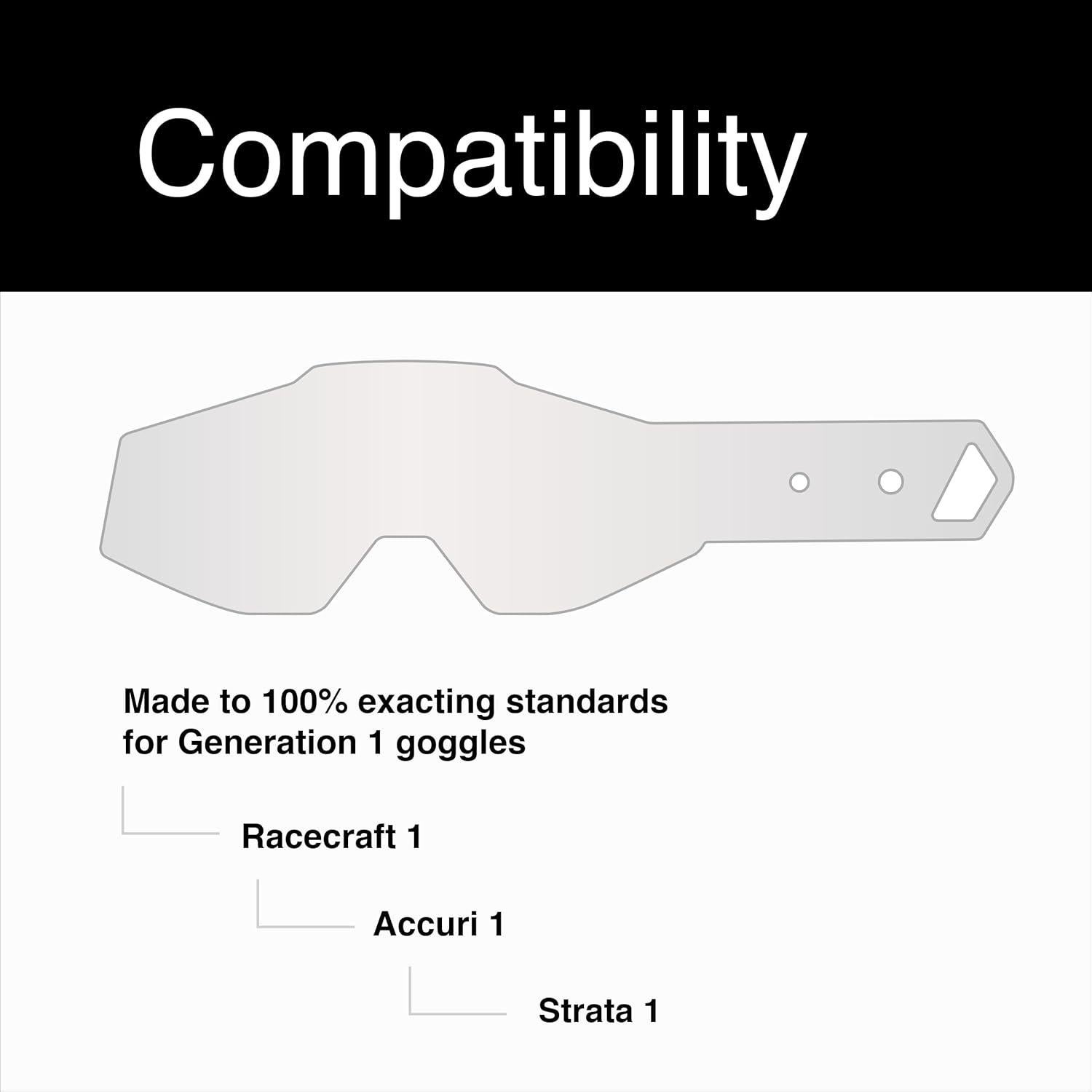 Tear Offs 100% para Gafas Racecraft/Accuri - 20 Paquete