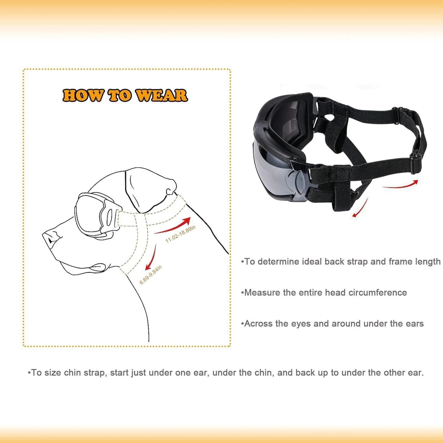 Gafas de sol para perros NVTED - Protección UV y viento - Paquete de 1