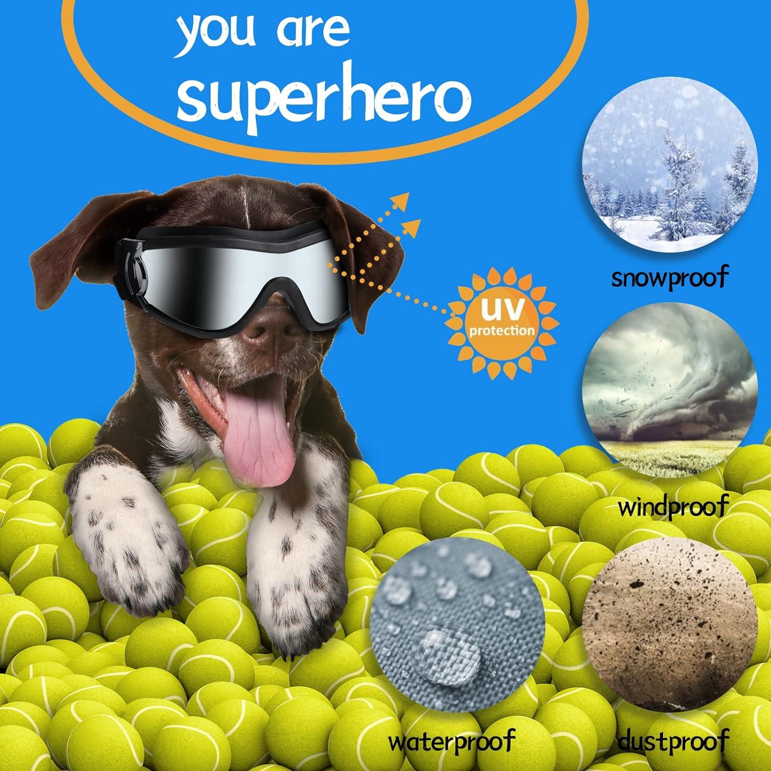 Gafas de sol para perros NVTED - Protección UV y viento - Paquete de 1