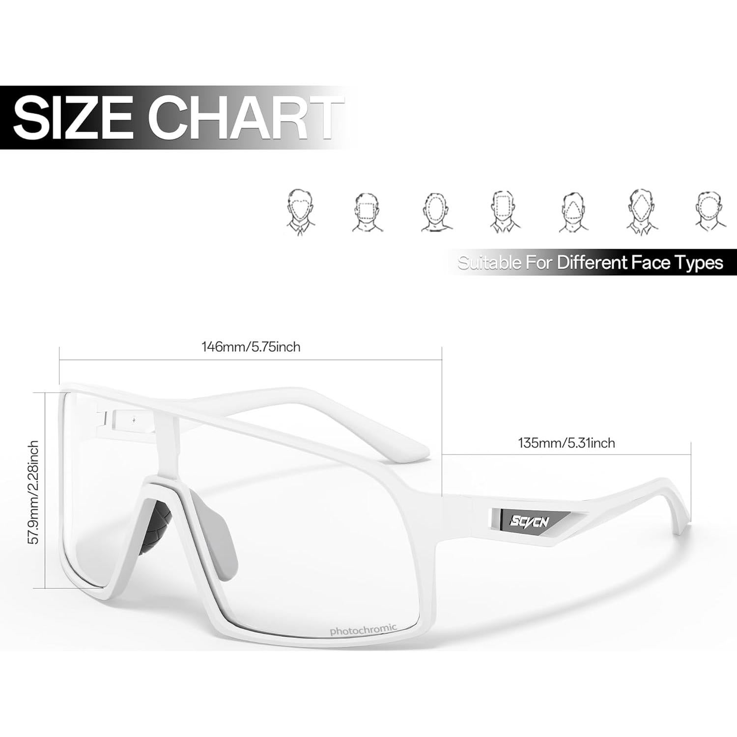 Gafas de Ciclismo Fotoquímicas SCVCN UV400 Negro