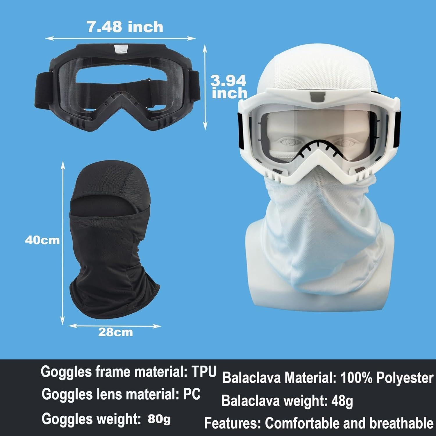 Gafas de Motocross LJDJ Lj22-01bw con Protección UV - 2 Paquetes