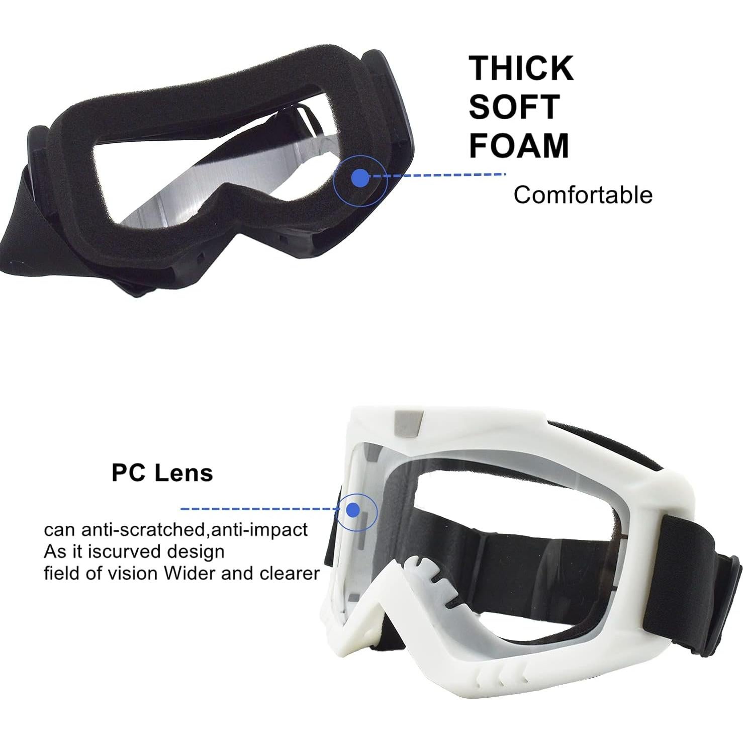 Gafas de Motocross LJDJ Lj22-01bw con Protección UV - 2 Paquetes