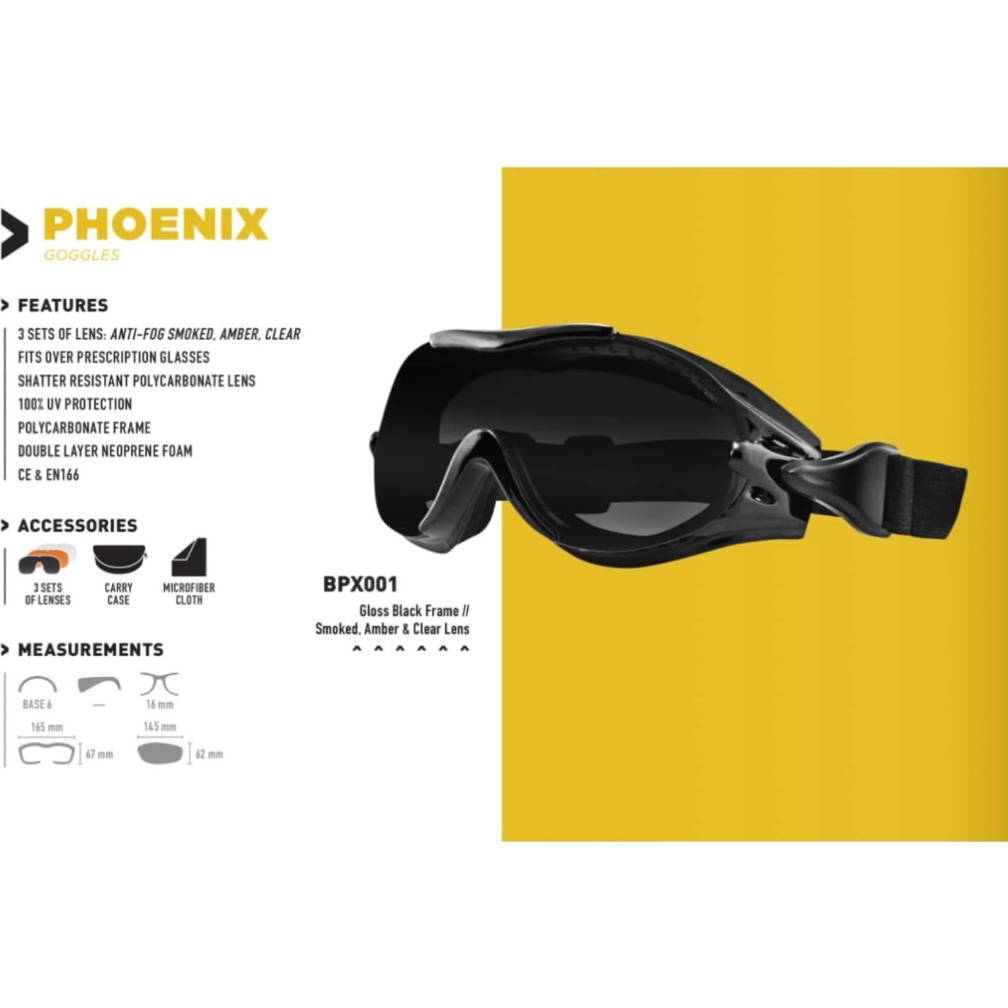 Gafas de Protección Bobster Phoenix con 3 Lentes Intercambiables