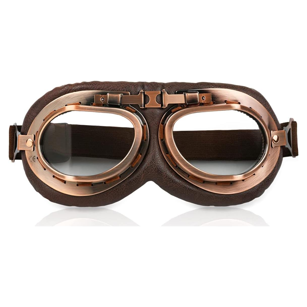 Gafas de Cosplay Steampunk Retro Marrón Lente Clara