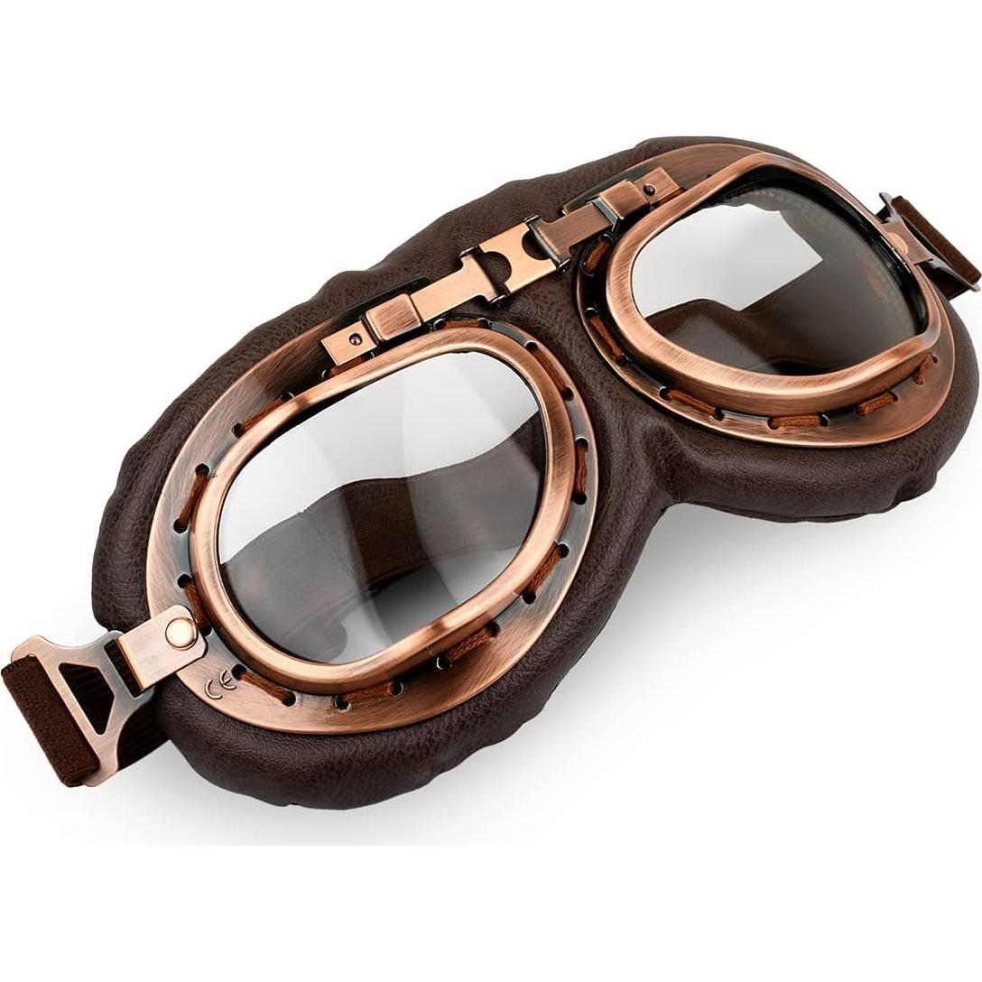 Gafas de Cosplay Steampunk Retro Marrón Lente Clara