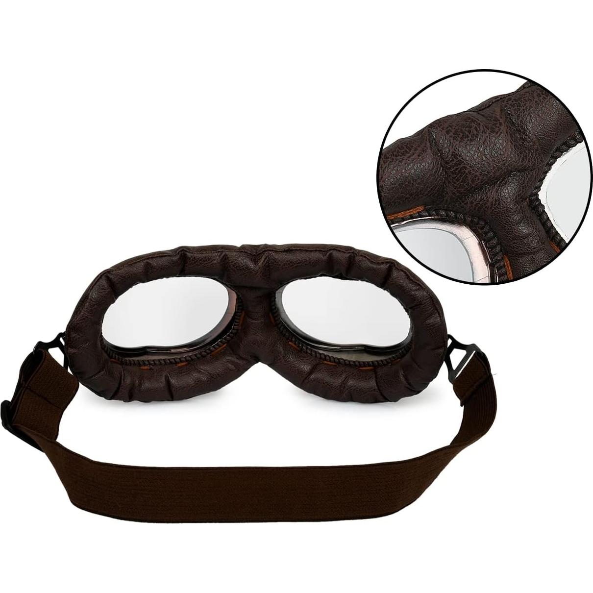 Gafas de Cosplay Steampunk Retro Marrón Lente Clara