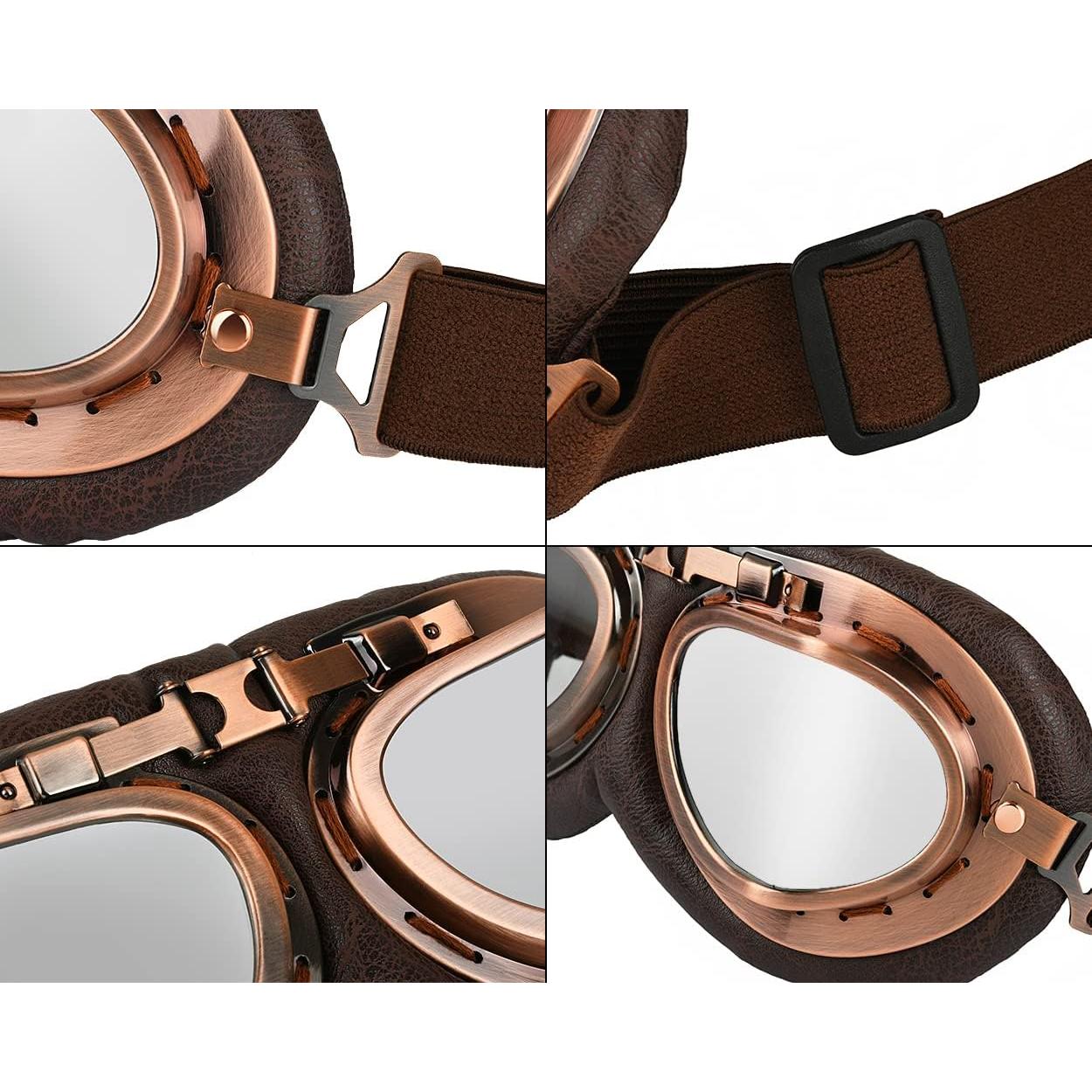 Gafas de Cosplay Steampunk Retro Marrón Lente Clara