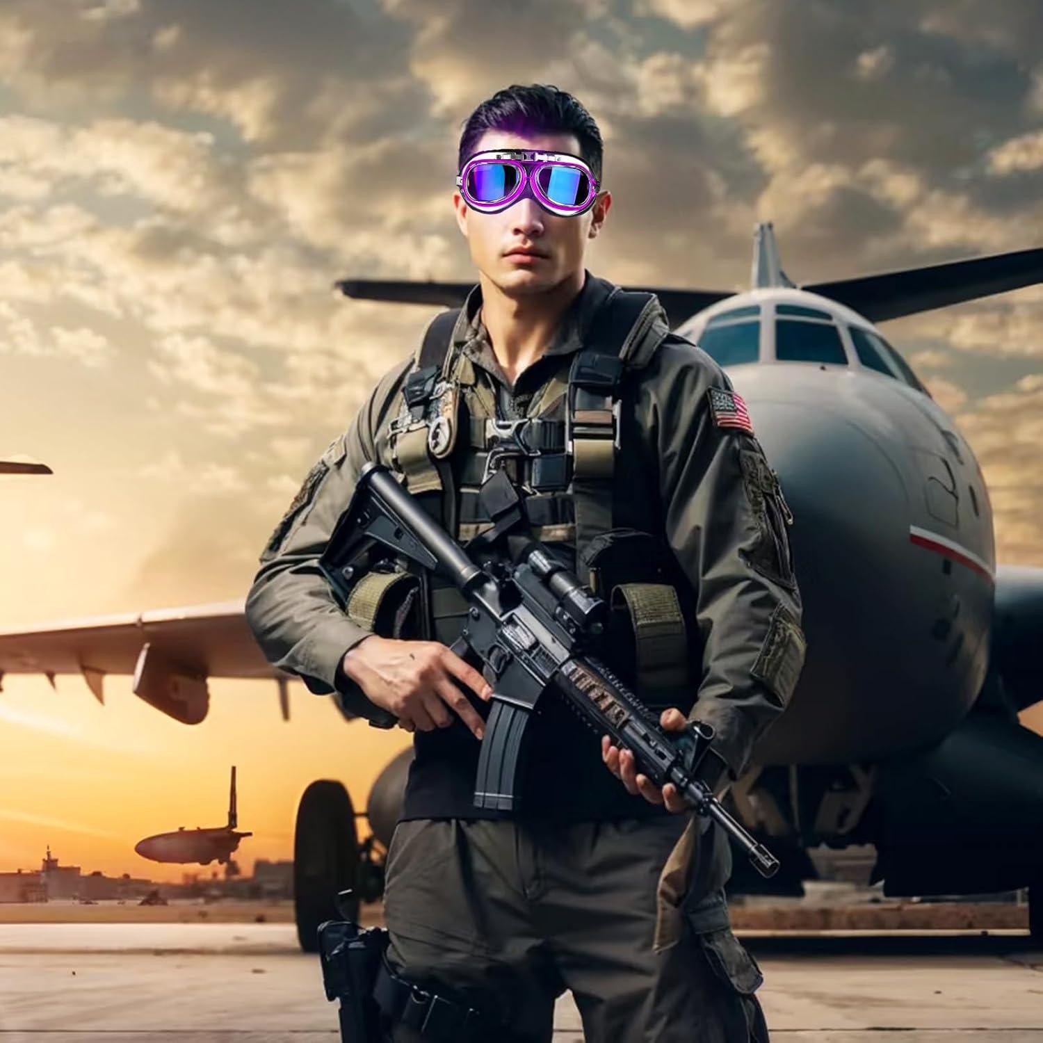 Gafas de piloto vintage BADALU LED Steampunk para cosplay