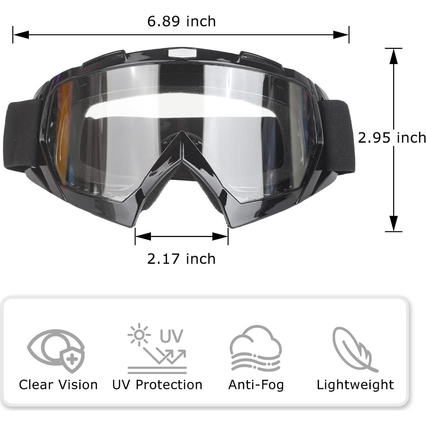 Gafas de Motocross UV Polarizadas - Marco Negro, 2 Paquetes