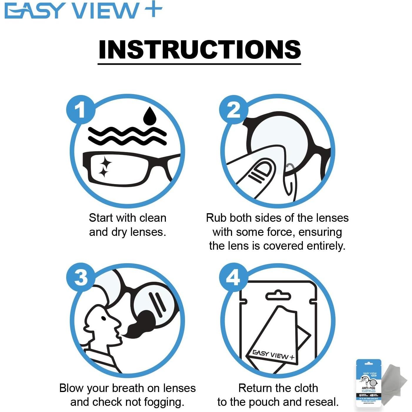 Paño Antivaho EASY VIEW+ para Gafas y Casco - 15x17cm