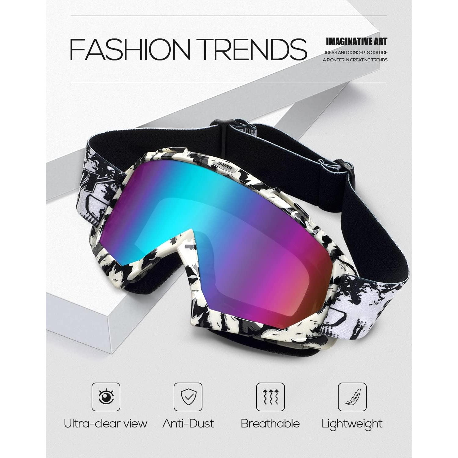 Gafas de Motocross BATFOX F816 UV400 para Adultos Azul-Negro