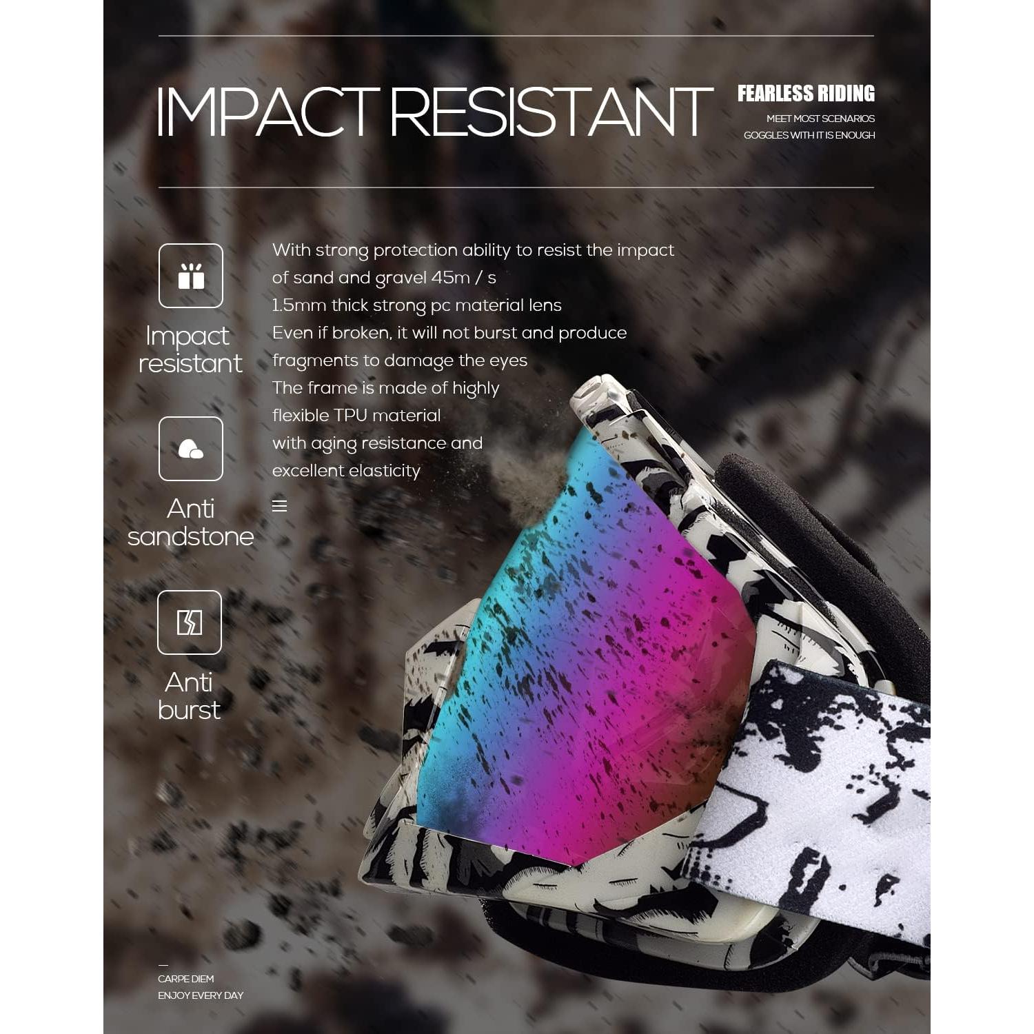 Gafas de Motocross BATFOX F816 UV400 para Adultos Azul-Negro