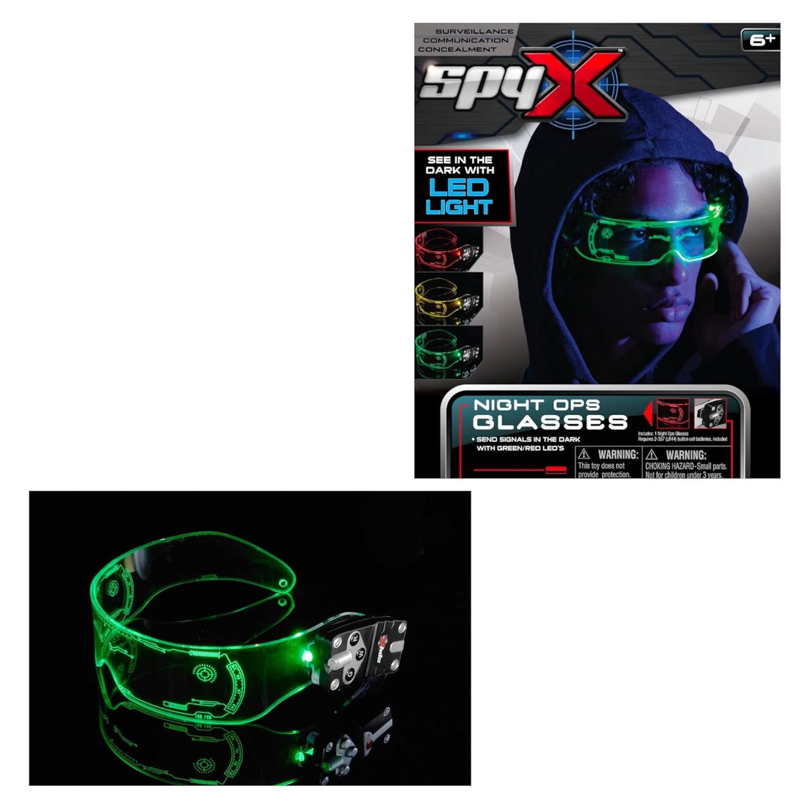 Gafas SpyX Night Ops con LED para misiones de espías